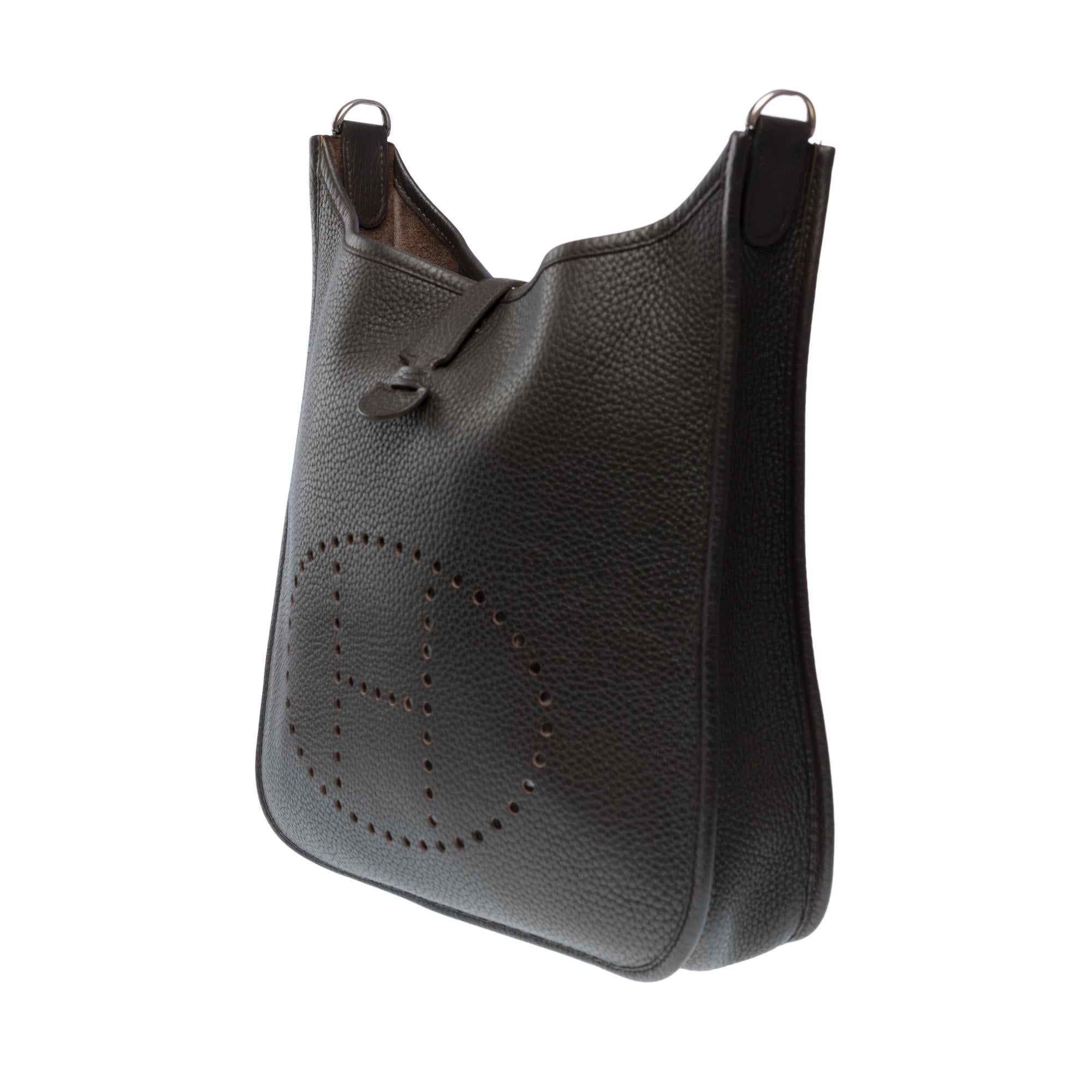 Women's Hermès Evelyne 29  shoulder bag in Brown Taurillon Clemence leather, SHW