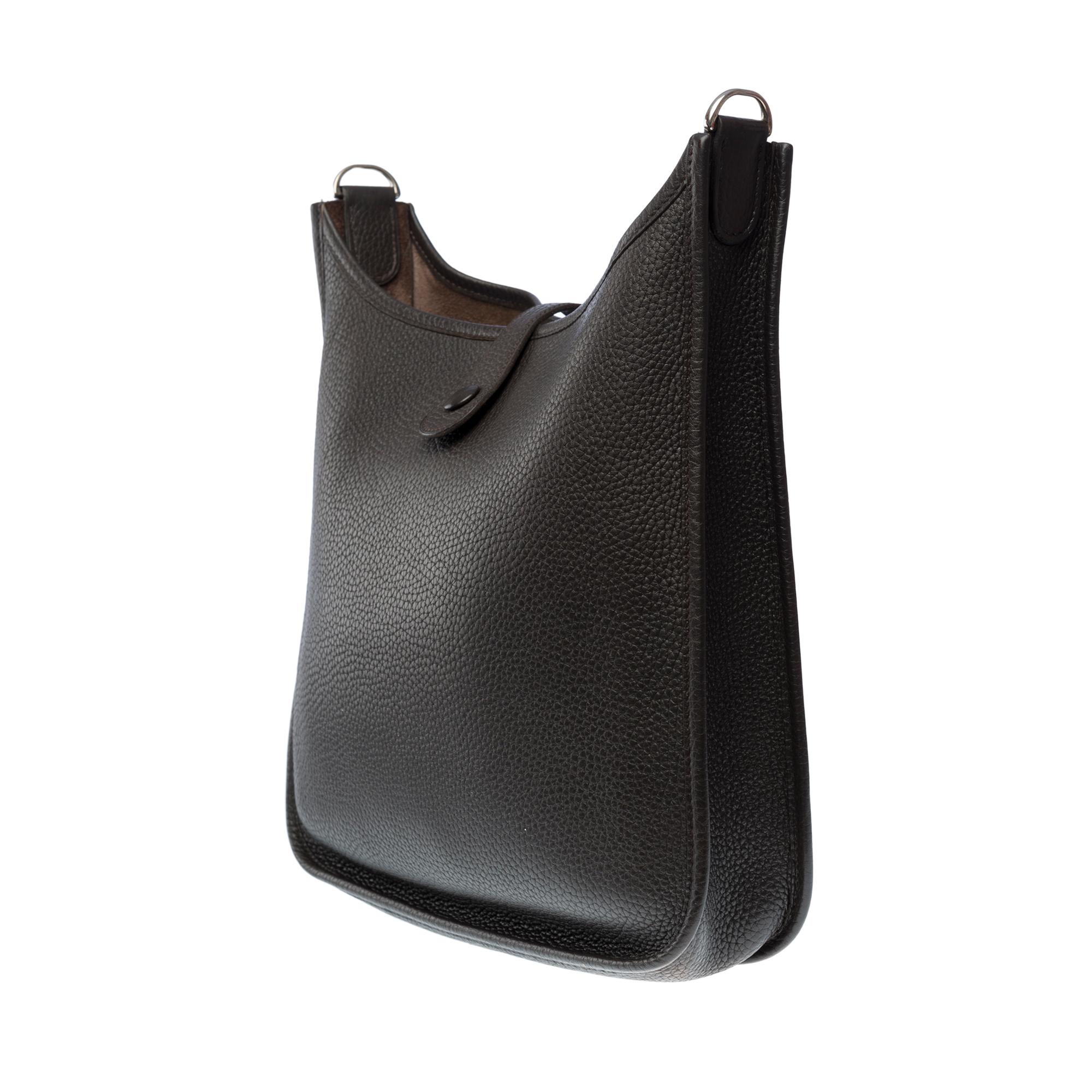 Hermès Evelyne 29  shoulder bag in Brown Taurillon Clemence leather, SHW 1