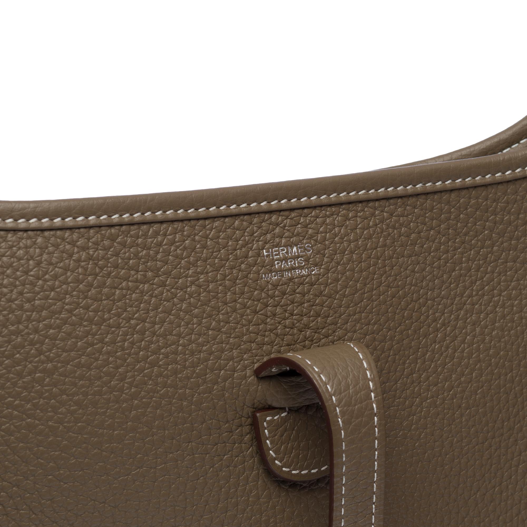 Hermès Evelyne 29  shoulder bag in Etoupe Togo leather, PHW For Sale 2