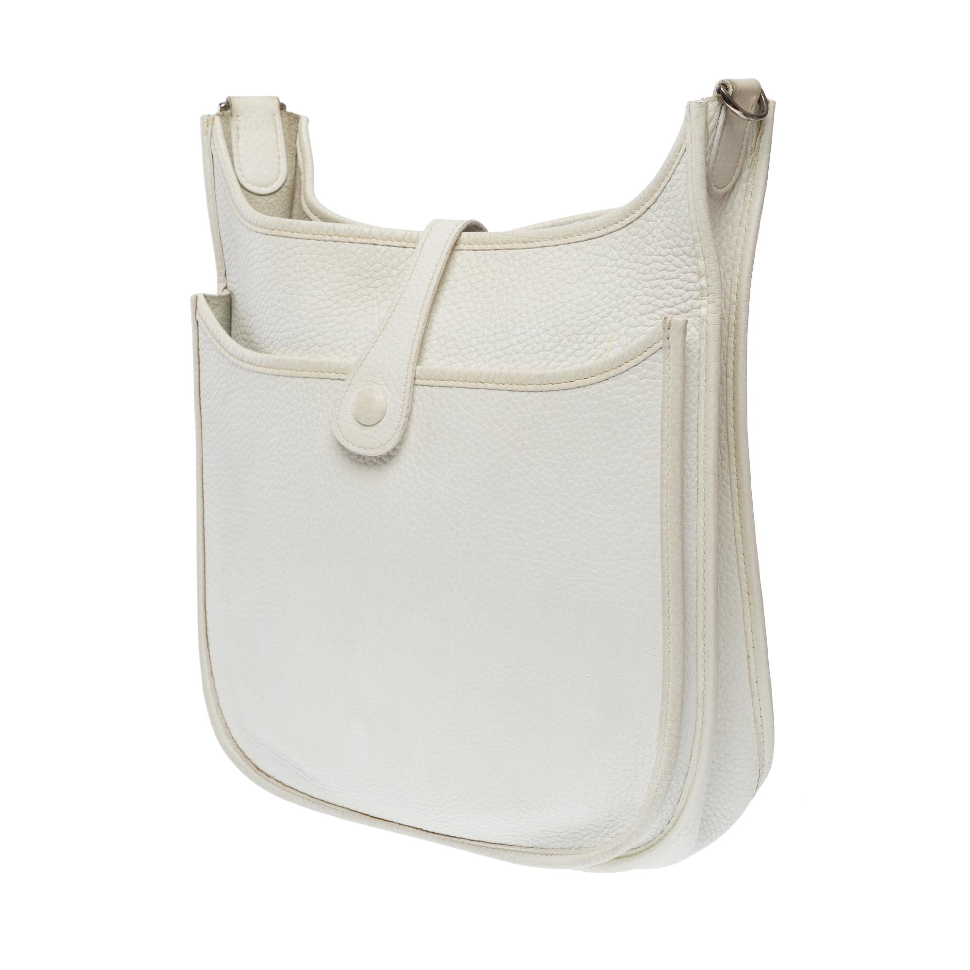 Women's Hermès Evelyne 29  shoulder bag in White Togo Calf leather, PHW For Sale