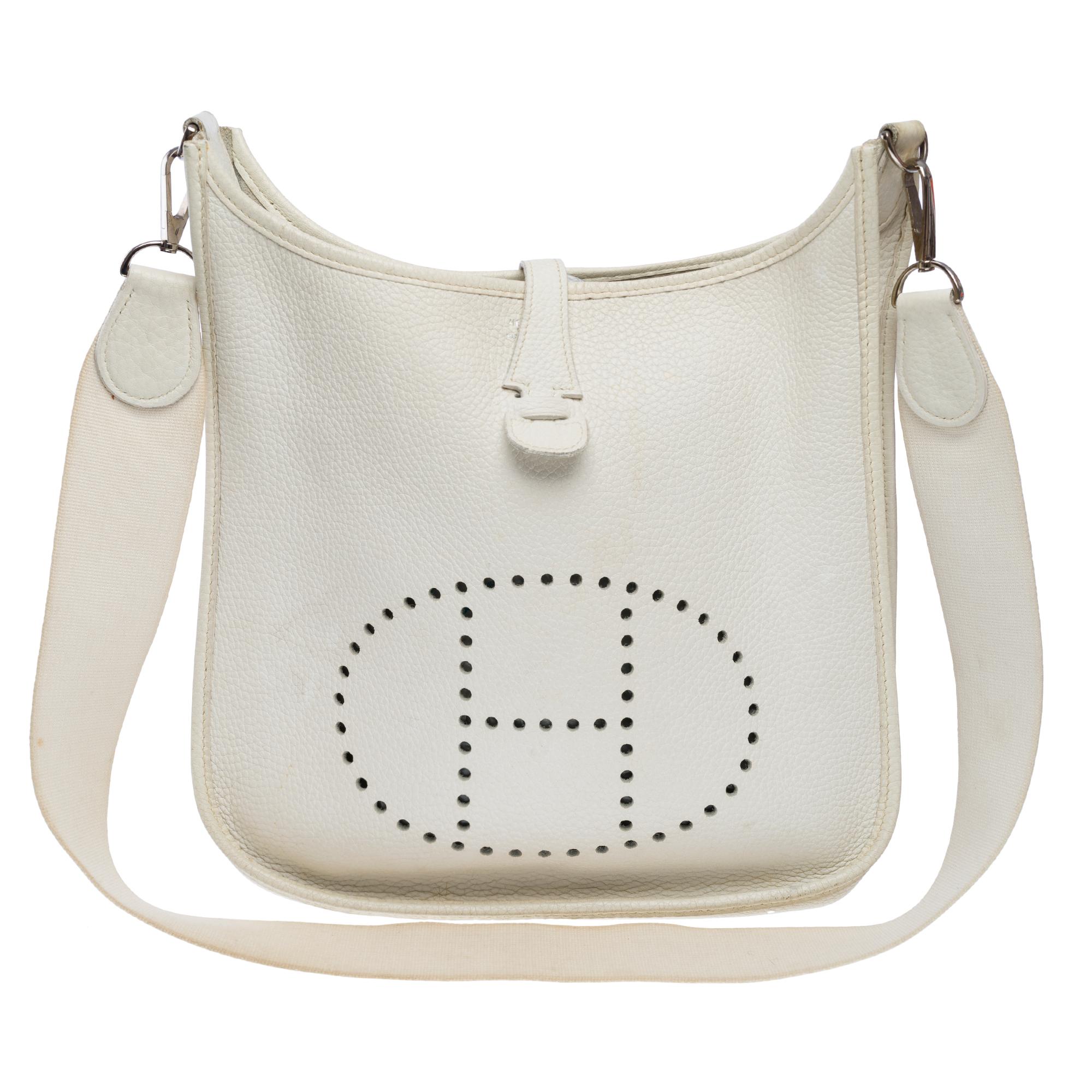 Hermès Evelyne 29  shoulder bag in White Togo Calf leather, PHW For Sale 4