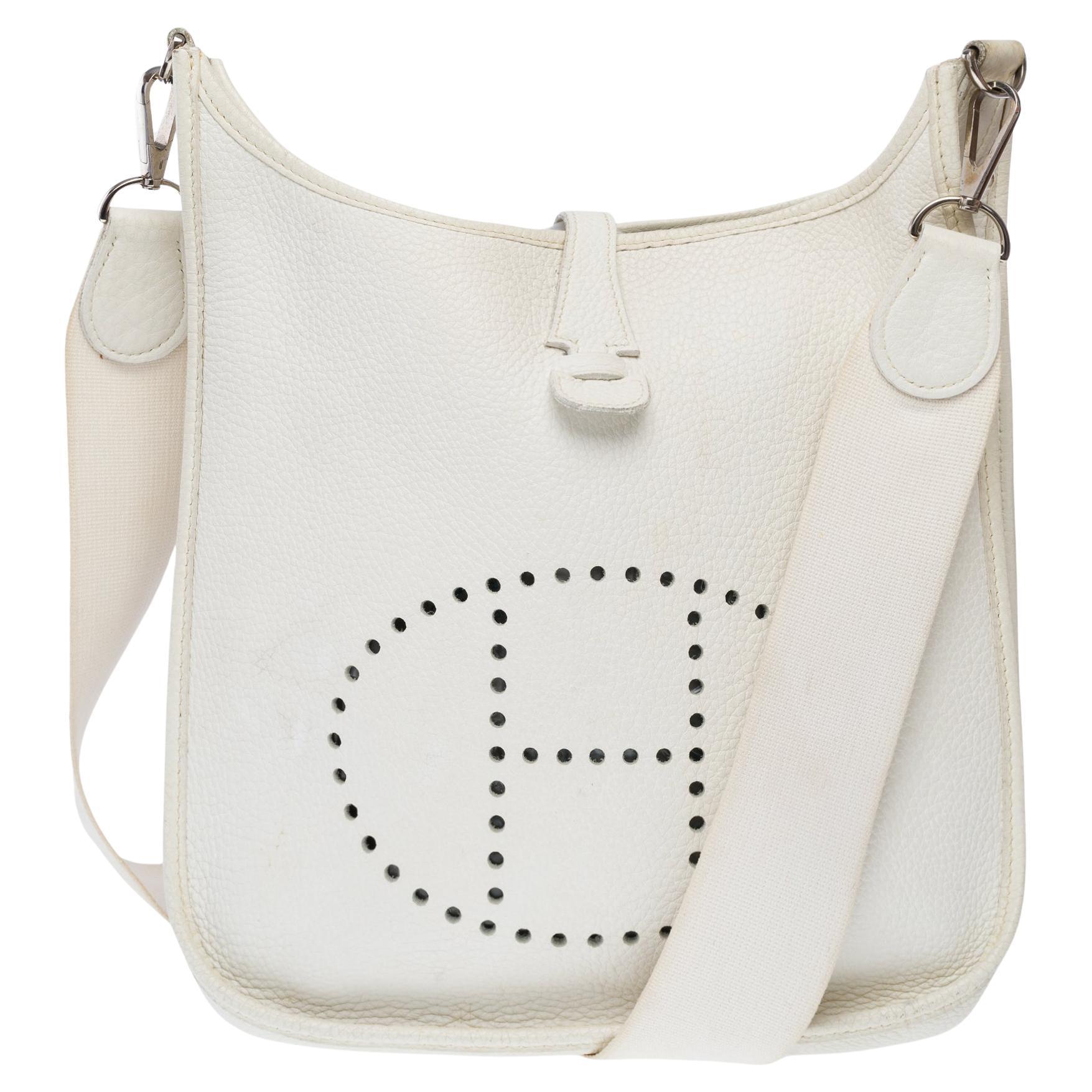Hermès Evelyne 29  shoulder bag in White Togo Calf leather, PHW For Sale
