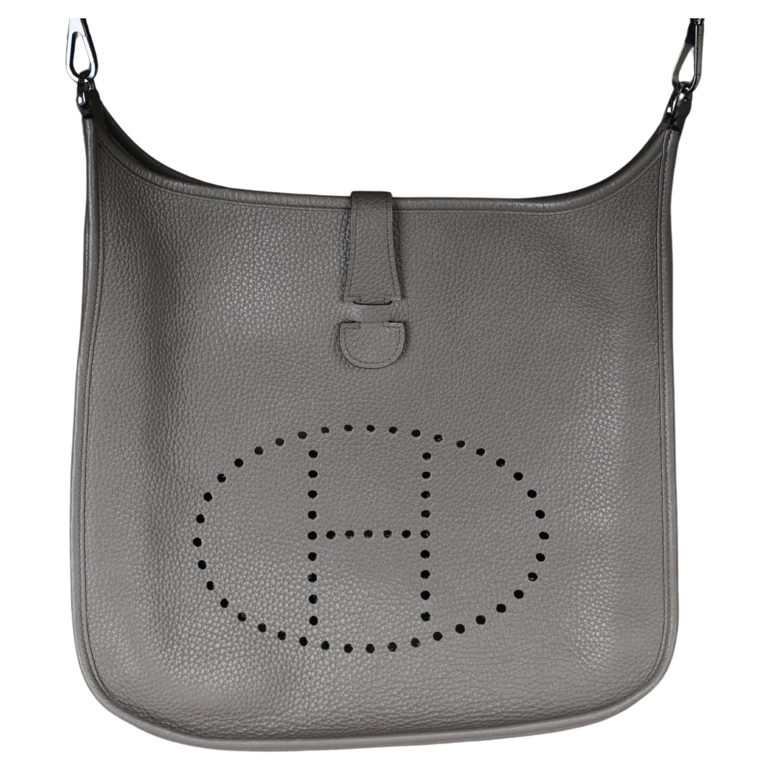 Hermes Evelyne 29 Taurillon Clemence Leder Silver  im Angebot