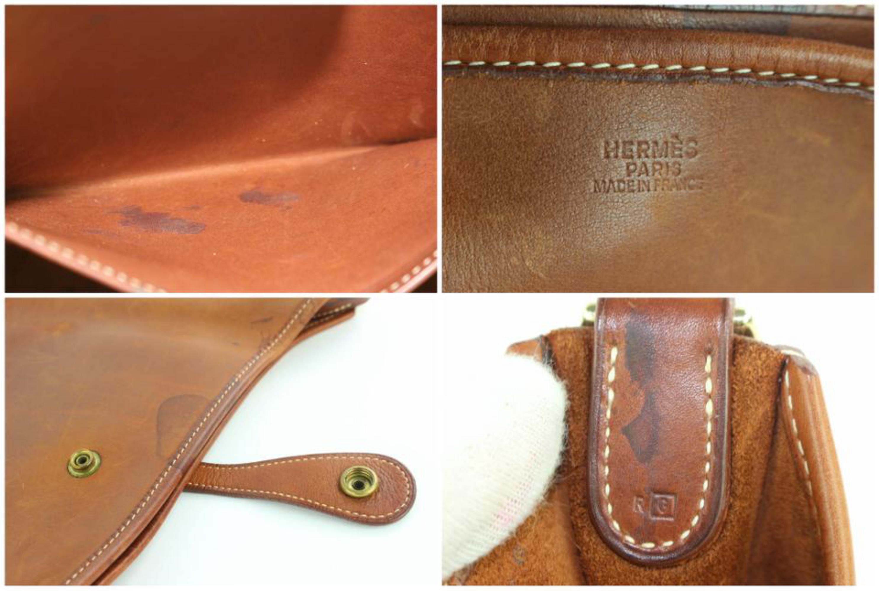 Hermès Evelyne 2hz1130 Brown Leather Messenger Bag In Fair Condition For Sale In Forest Hills, NY