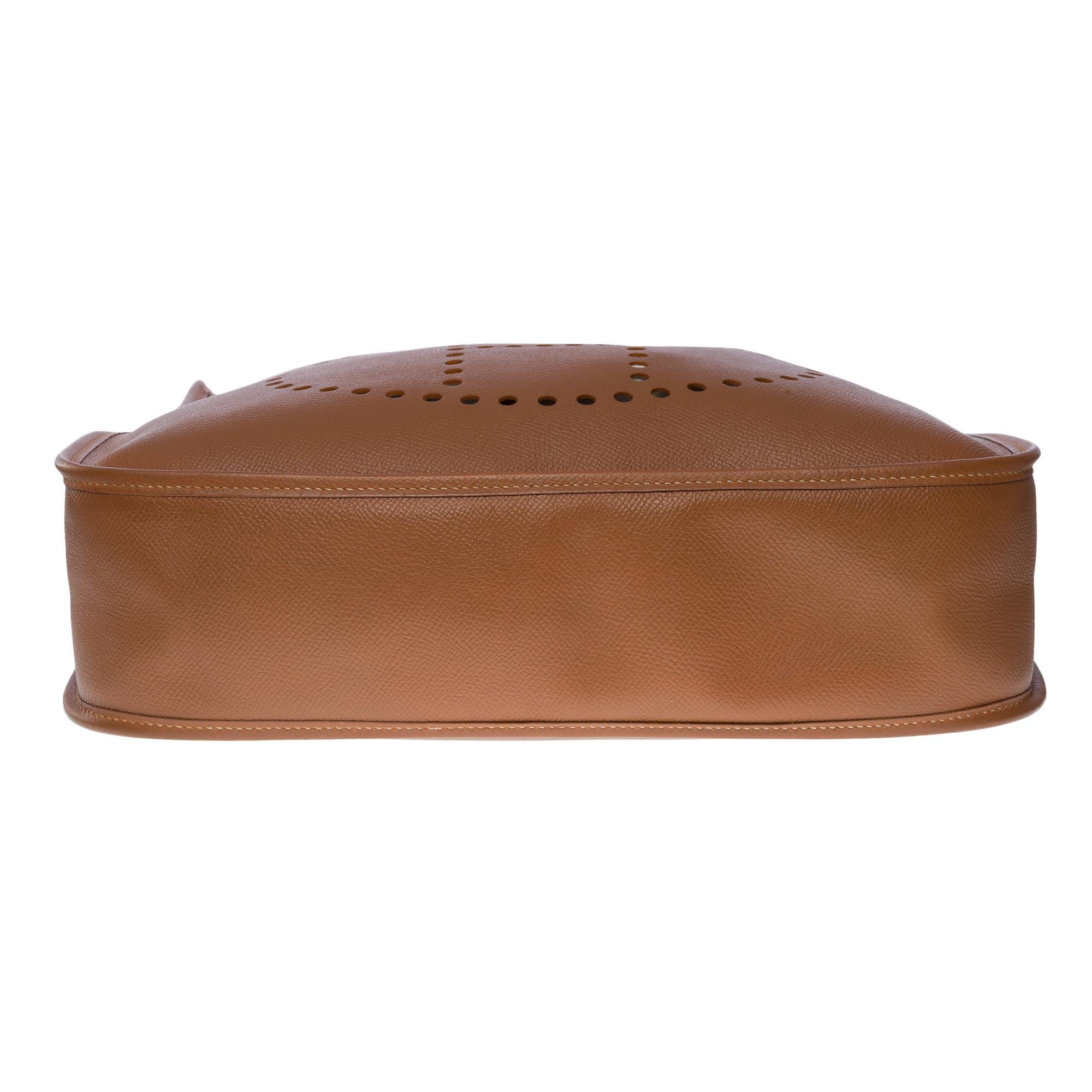 Hermès Evelyne 33 (GM) Umhängetasche aus Courchevel Camel Leder, GHW 5