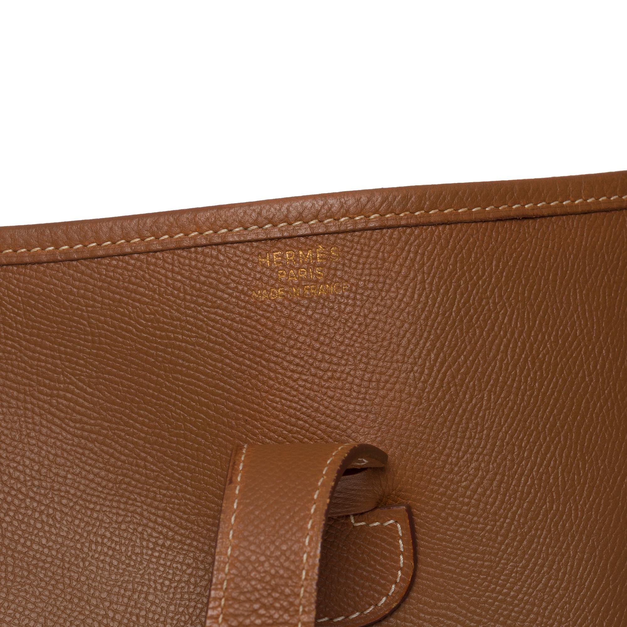 Hermès Evelyne 33 (GM) Umhängetasche aus Courchevel Camel Leder, GHW 1