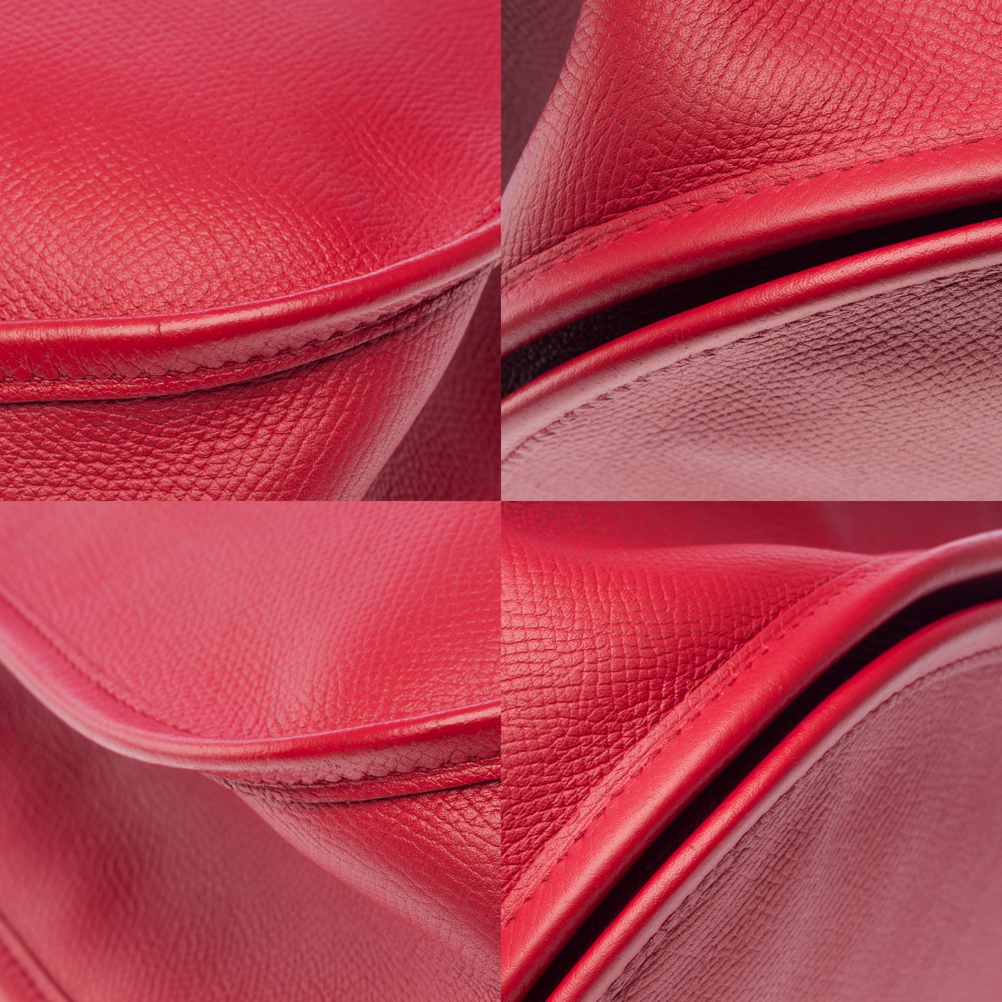Hermès Evelyne 33 (GM) shoulder bag in Red Vermilion Epsom leather, PHW For Sale 6