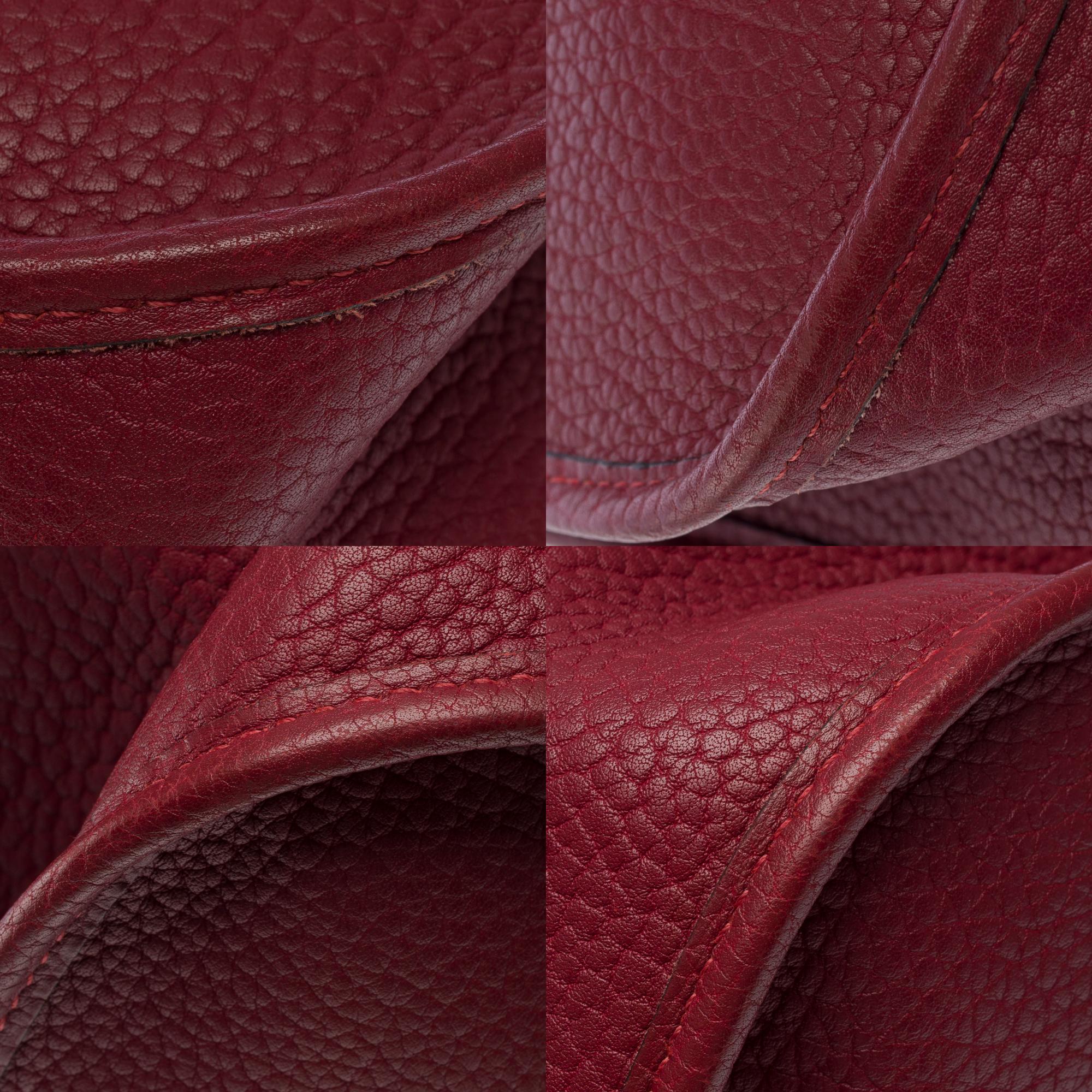 Sac à bandoulière Hermès Evelyne 33 (GM) en cuir de veau Rouge H Fjord, PHW en vente 6