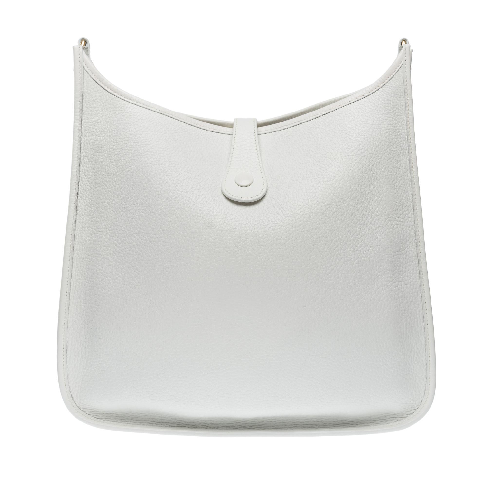 Hermès Evelyne 33 (GM)  shoulder bag in White Taurillon Clemence leather, GHW 1