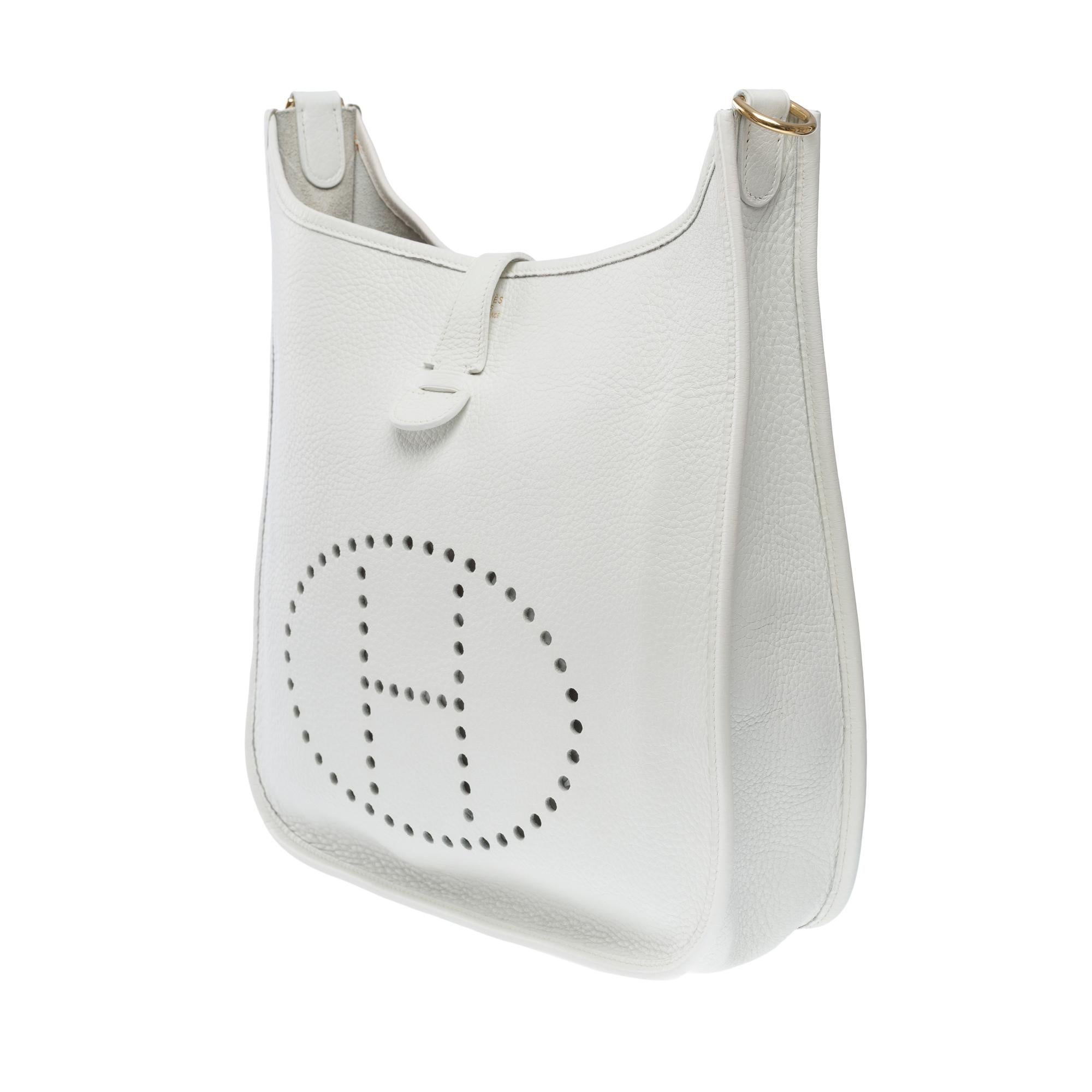 Hermès Evelyne 33 (GM)  shoulder bag in White Taurillon Clemence leather, GHW 2