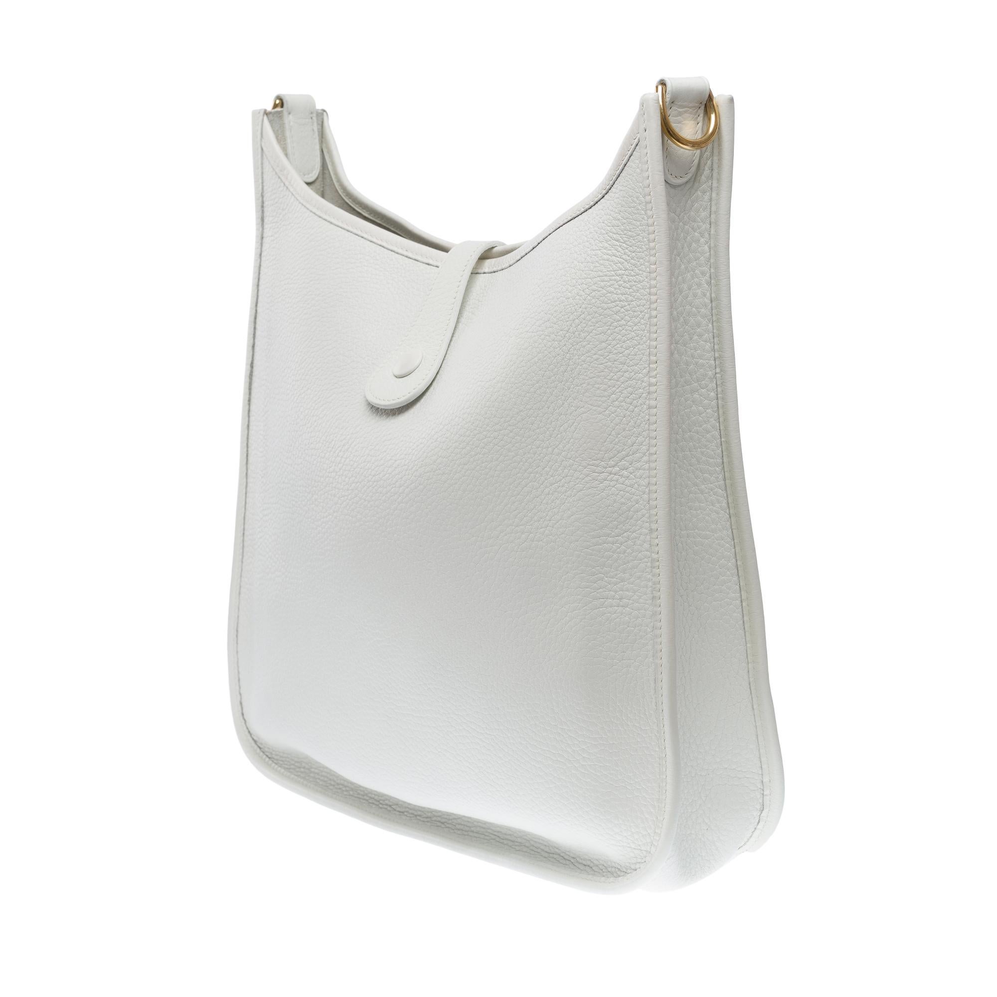 Hermès Evelyne 33 (GM)  shoulder bag in White Taurillon Clemence leather, GHW 3