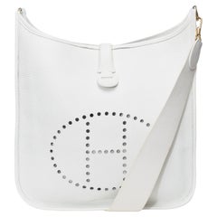 Hermès Evelyne 33 (GM)  shoulder bag in White Taurillon Clemence leather, GHW