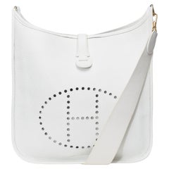 Hermès Evelyne 33 (GM) shoulder bag in White Taurillon Clemence leather, GHW