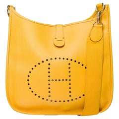 Hermès Evelyne 33 (GM)  sac à bandoulière en cuir Courchevel or jaune, GHW
