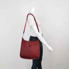 Hermes Evelyne 33 Large Crossbody Bag Burgundy with Strap