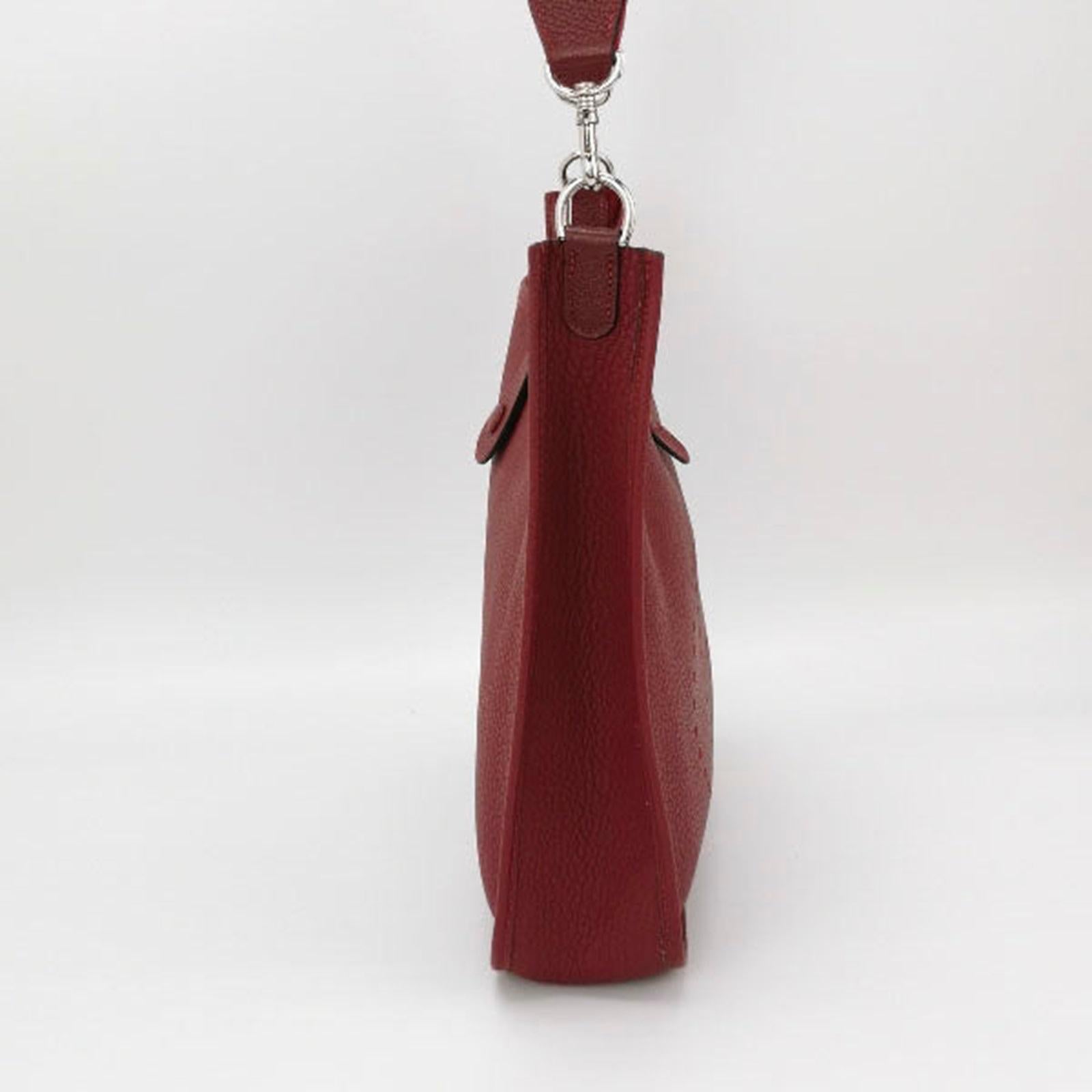 Brown Hermes Evelyne 33 Large Crossbody Bag Burgundy with Strap