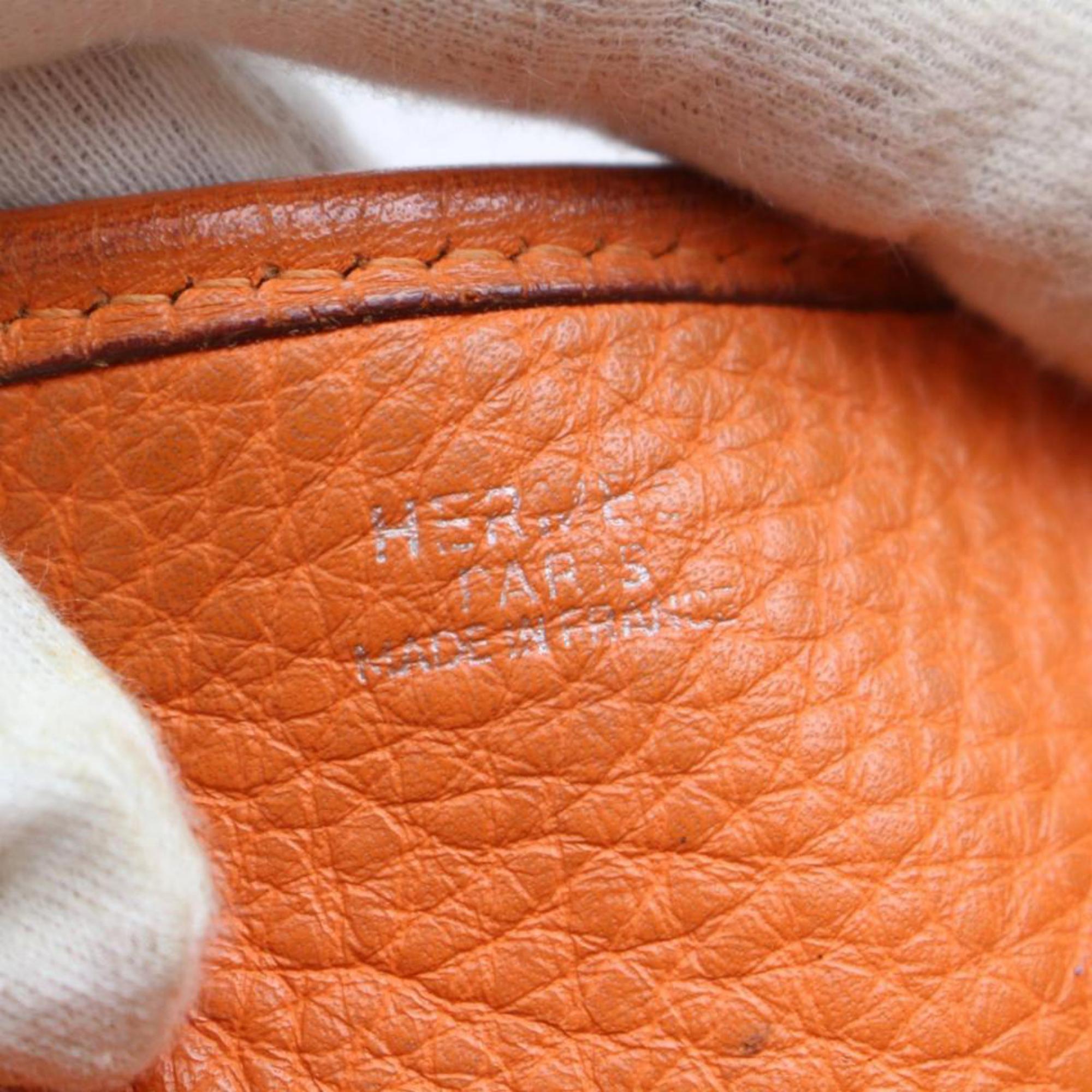 Hermès Evelyne Amazonia Bicolor 868722 Orange Leather Messenger Bag In Good Condition For Sale In Forest Hills, NY
