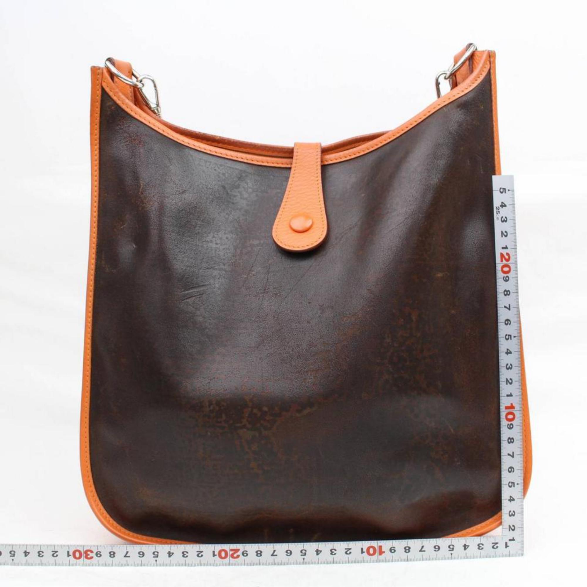 Hermès Evelyne Amazonia Bicolor 868722 Orange Leather Messenger Bag For Sale 2