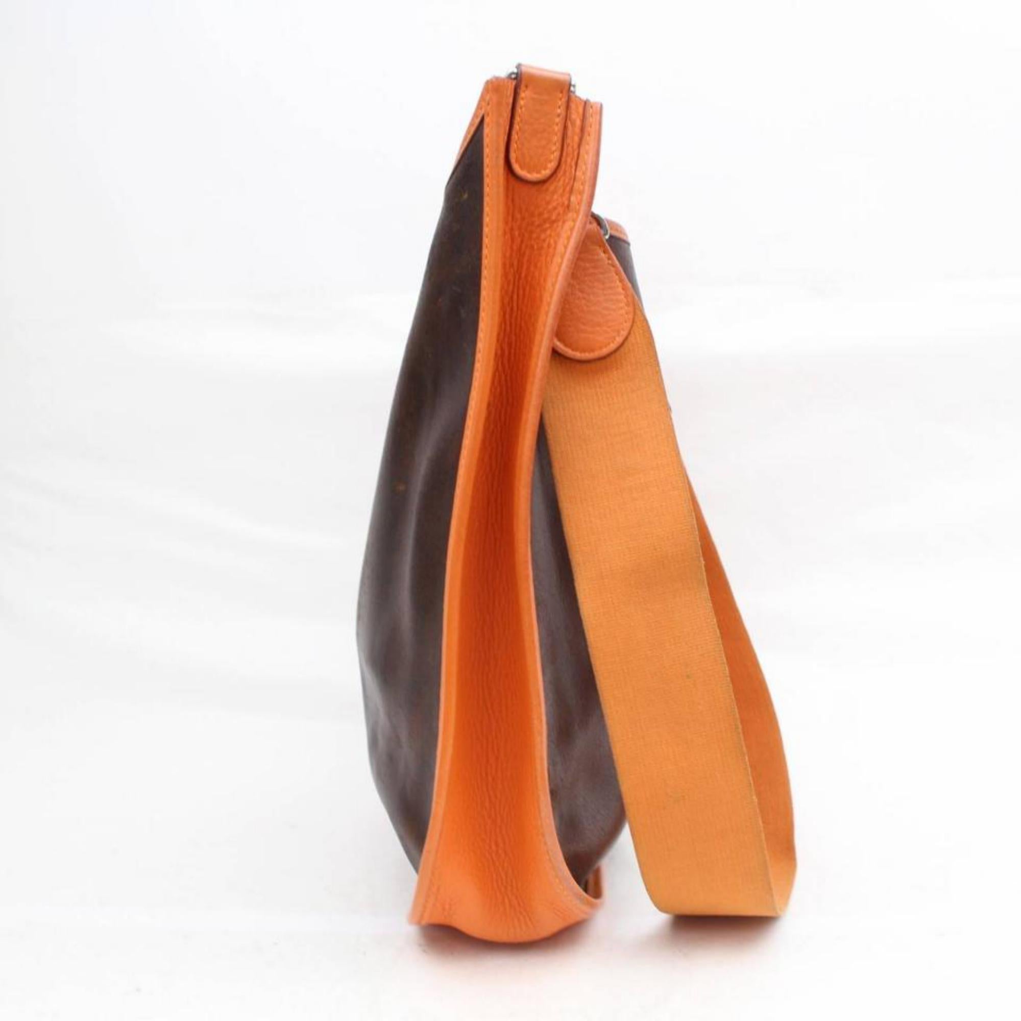 Hermès Evelyne Amazonia Bicolor 868722 Orange Leather Messenger Bag For Sale 4