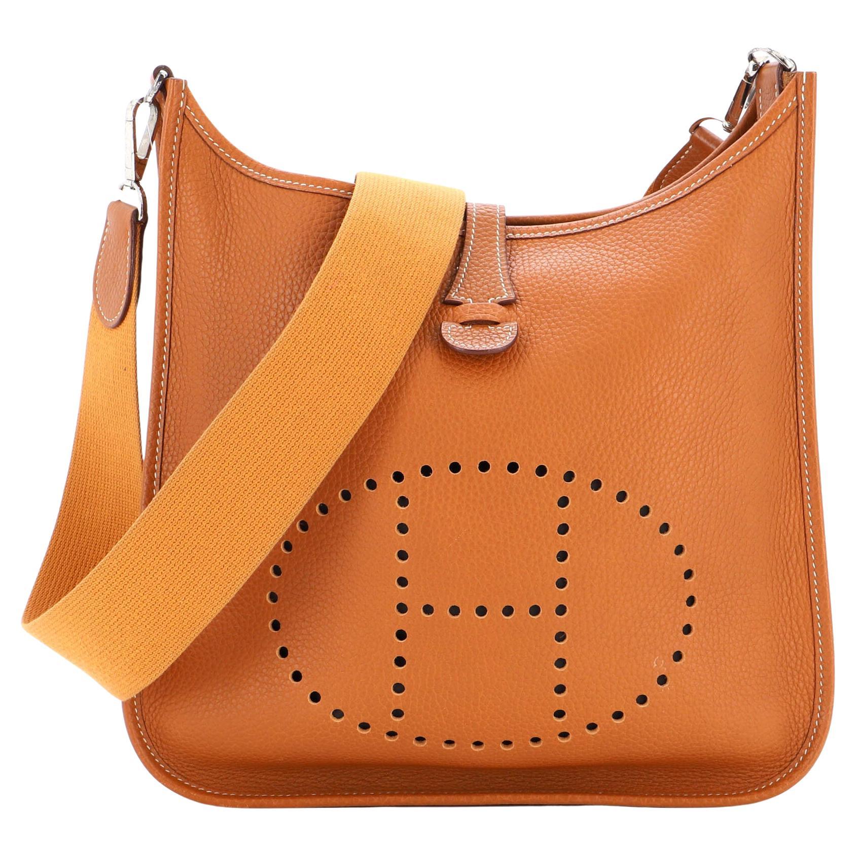 Hermes Evelyne Gen III GM Clemence Leather Crossbody Bag Orange