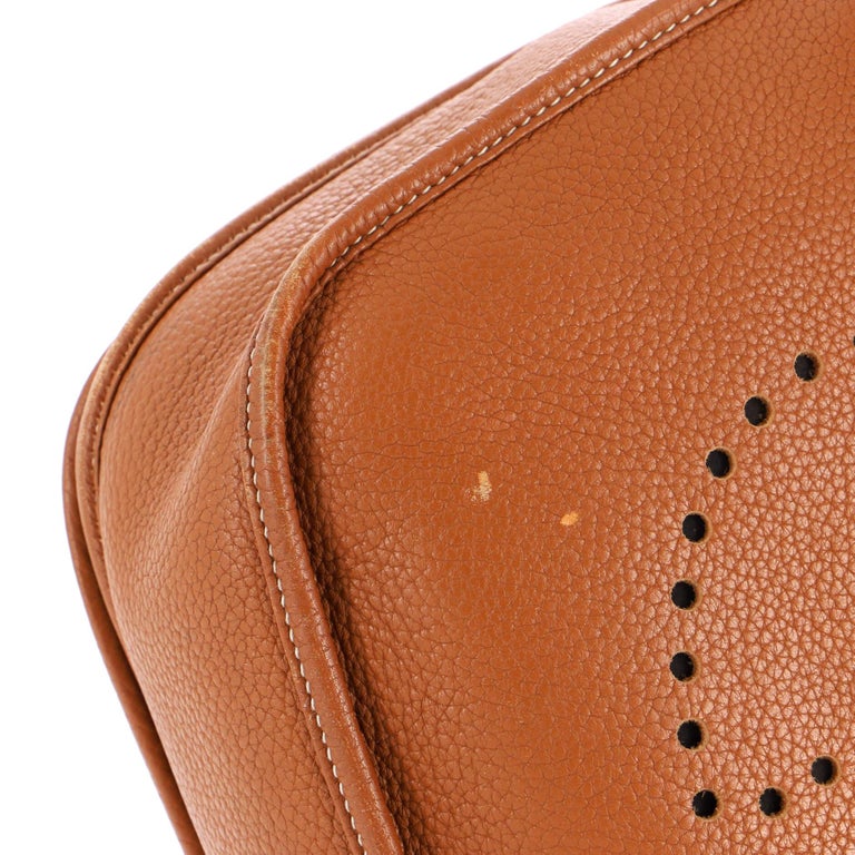 Hermes Rouge Garance Clemence Leather Evelyne III GM Bag For Sale at 1stDibs