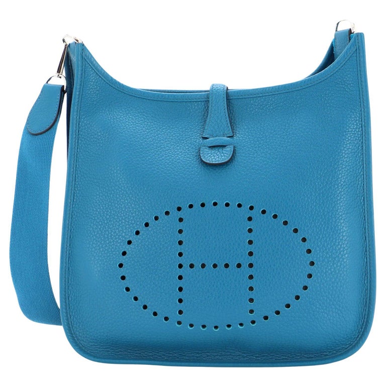Authentic HERMES Evelyne I 29 PM Blue Jean Taurillon Clemence Crossbody Bag