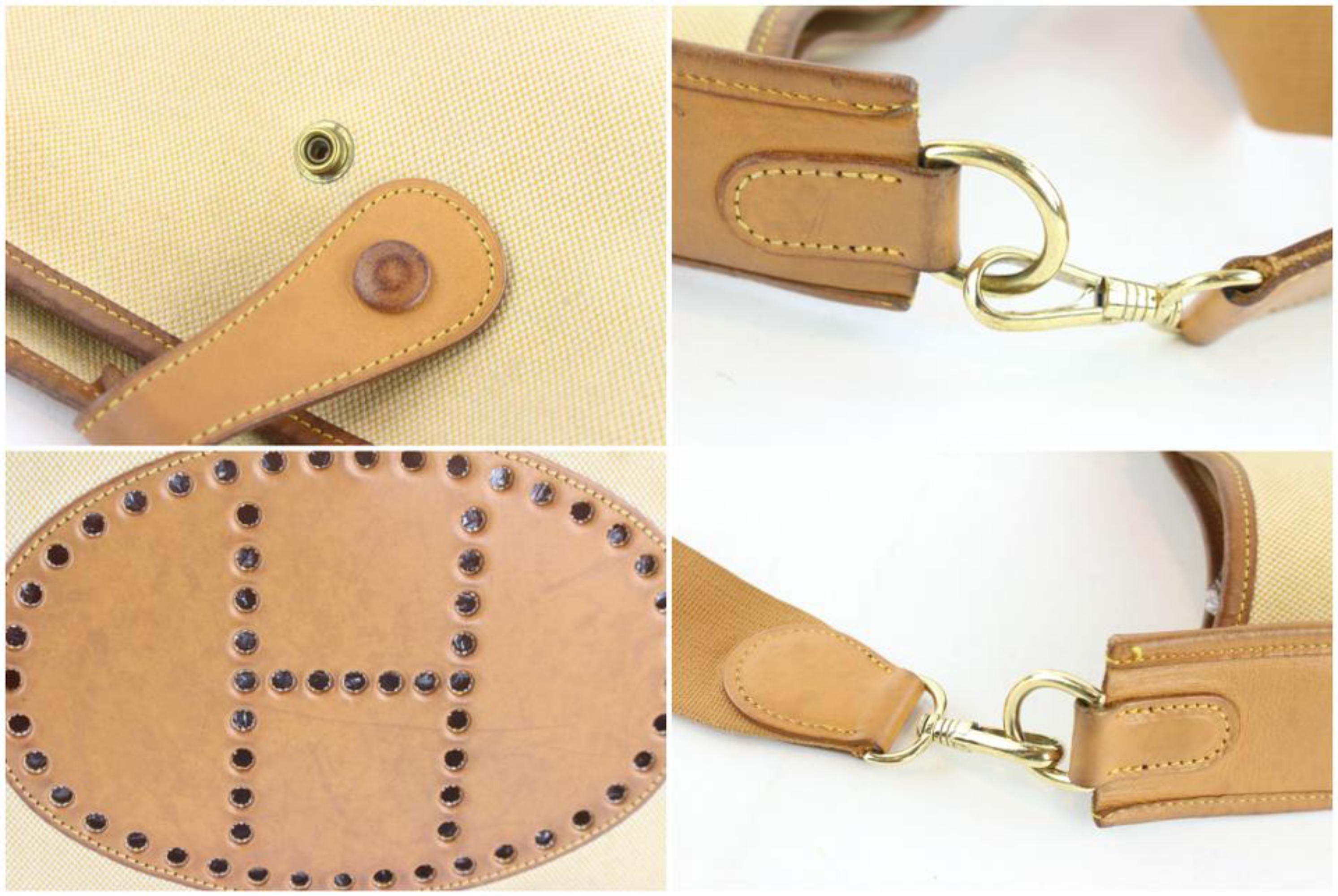 Hermès Evelyne Bicolor H Logo Cross Body 11hz1129 Beige Canvas Messenger Bag For Sale 1