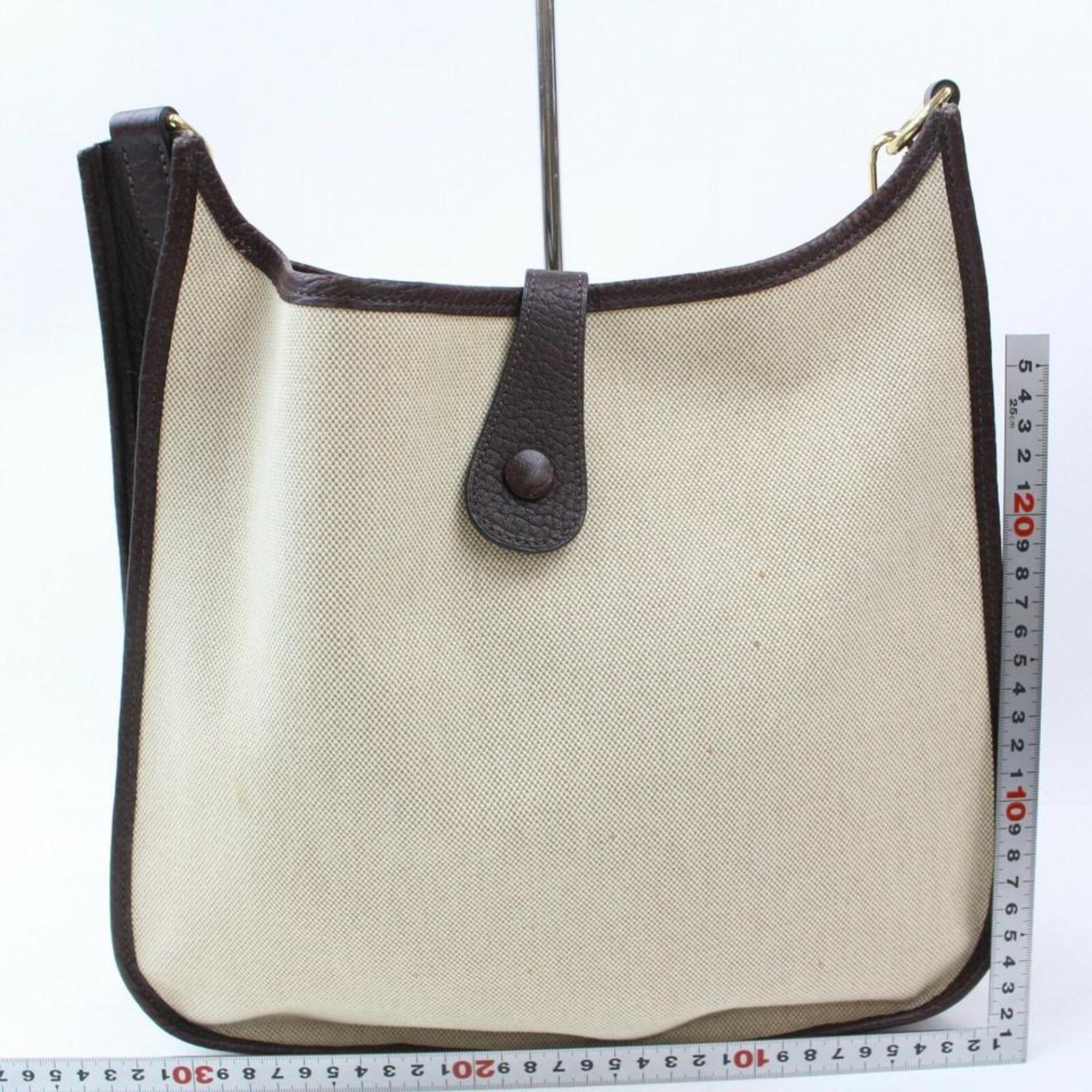 Hermès Evelyne Bicolor Messenger 870092 Brown Canvas Shoulder Bag For Sale 1