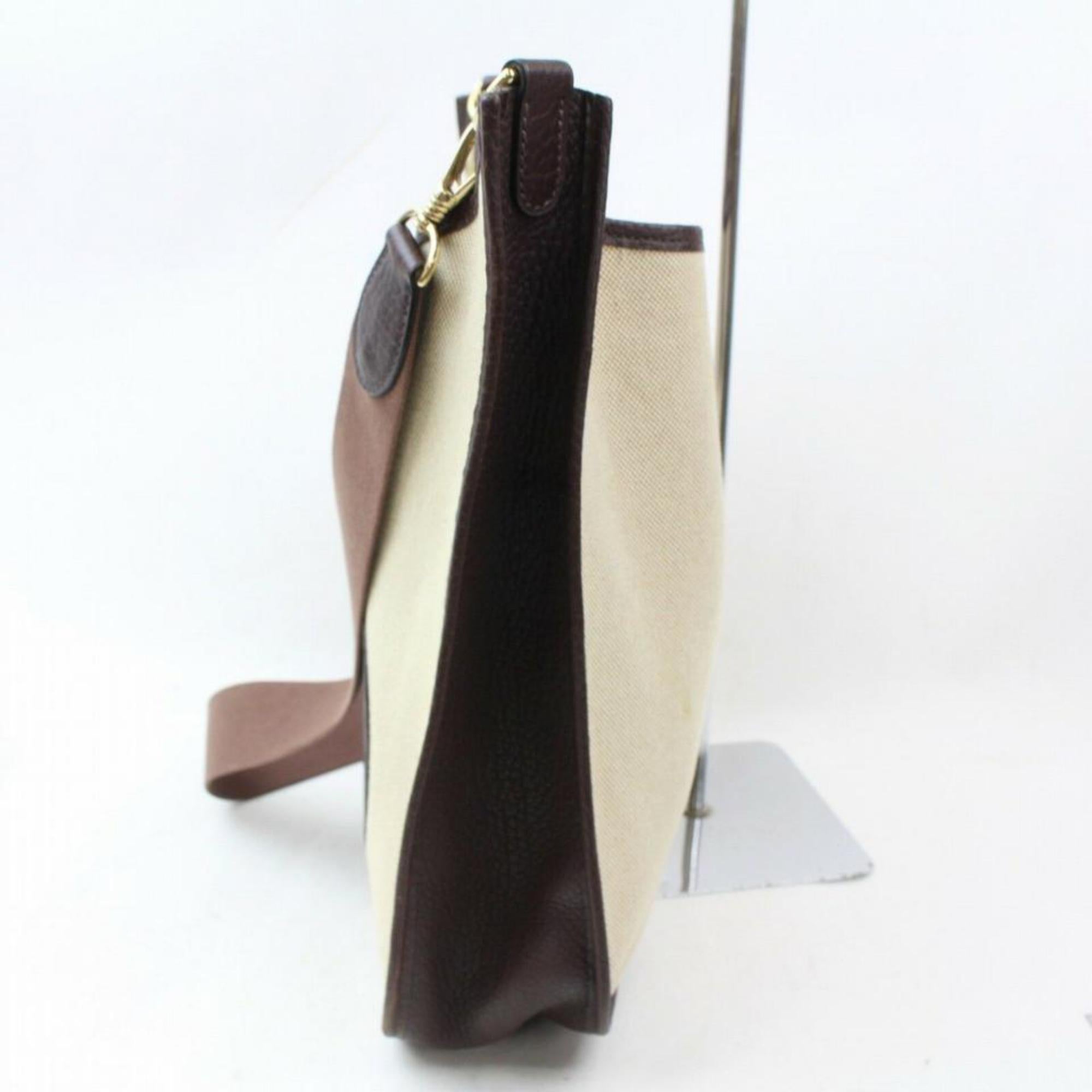 Hermès Evelyne Bicolor Messenger 870092 Brown Canvas Shoulder Bag For Sale 3