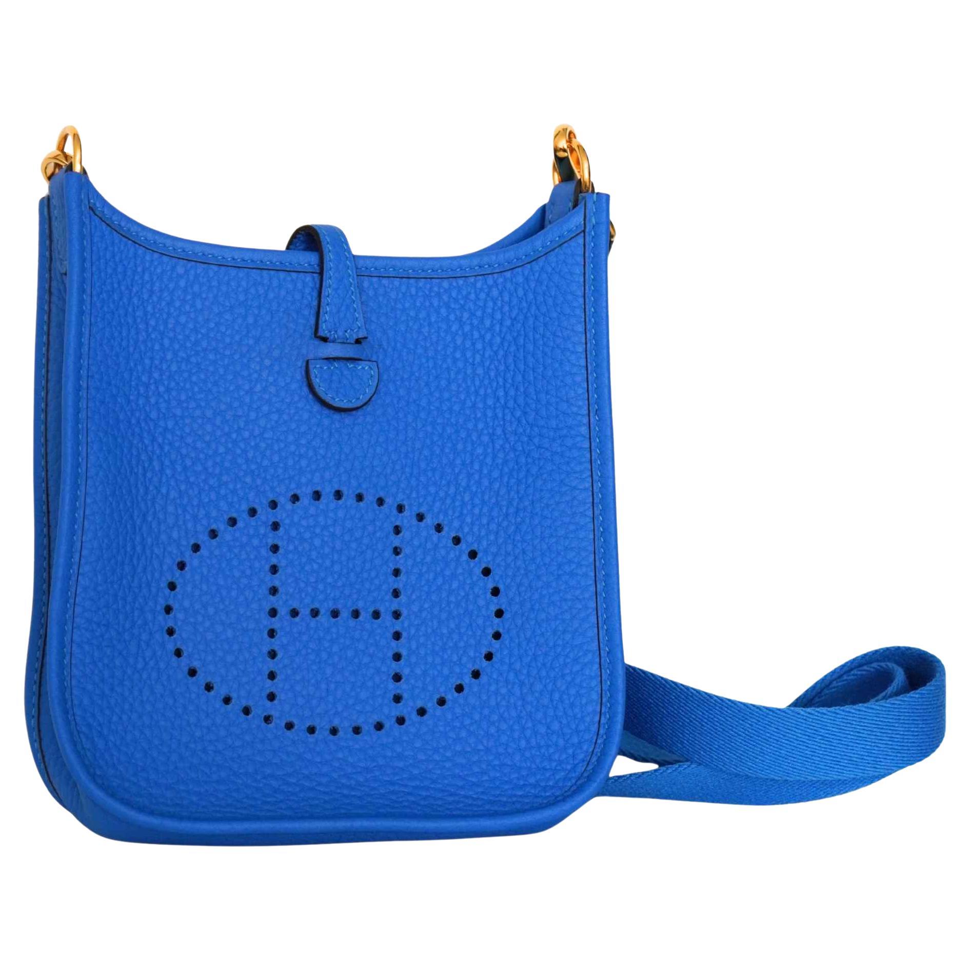 Hermès Evelyne Bleu De France Leather Crossbody Bag For Sale