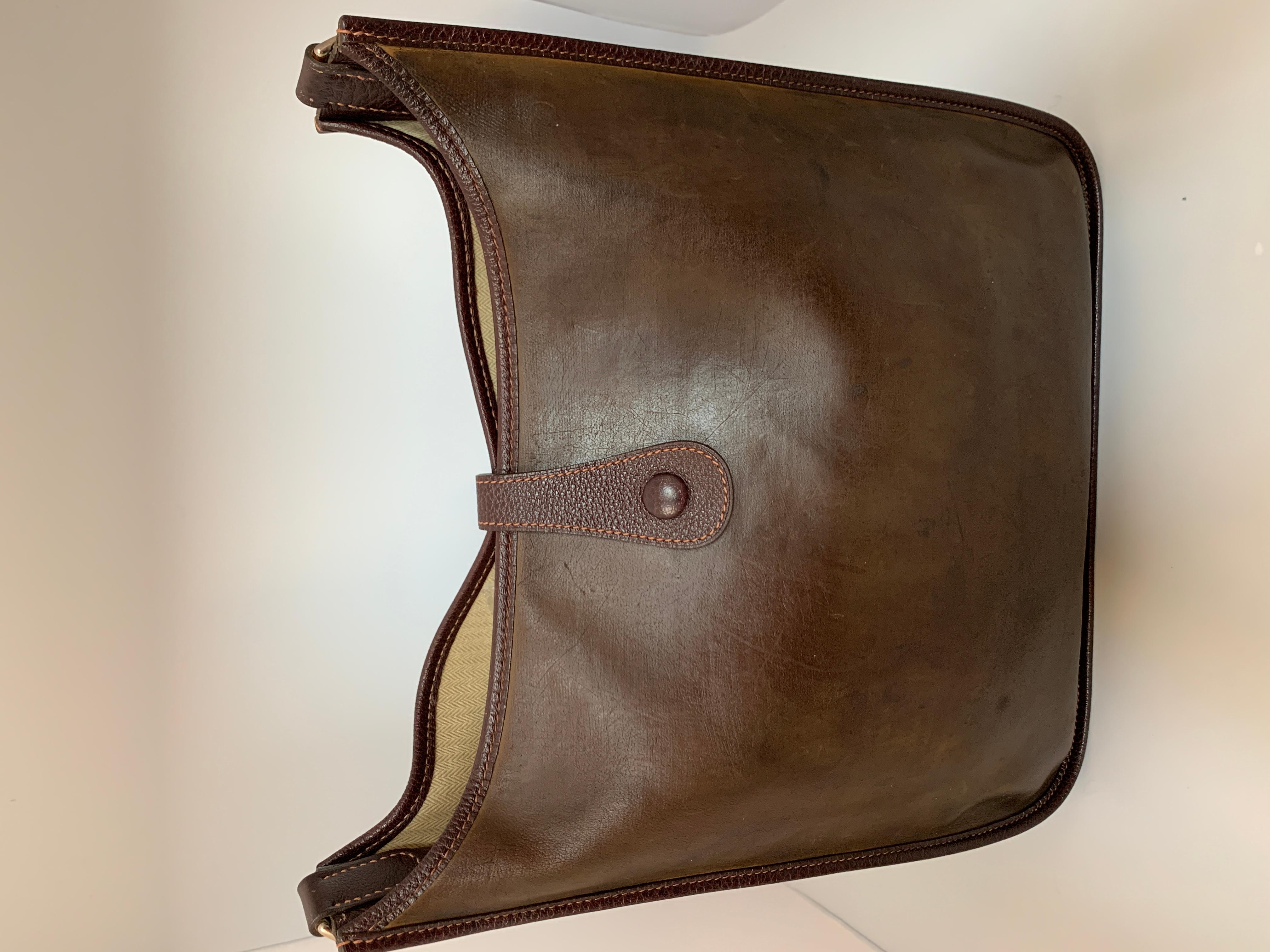 Hermes Evelyne Brown Leather Crossbody / Shoulder Bag Vintage 5