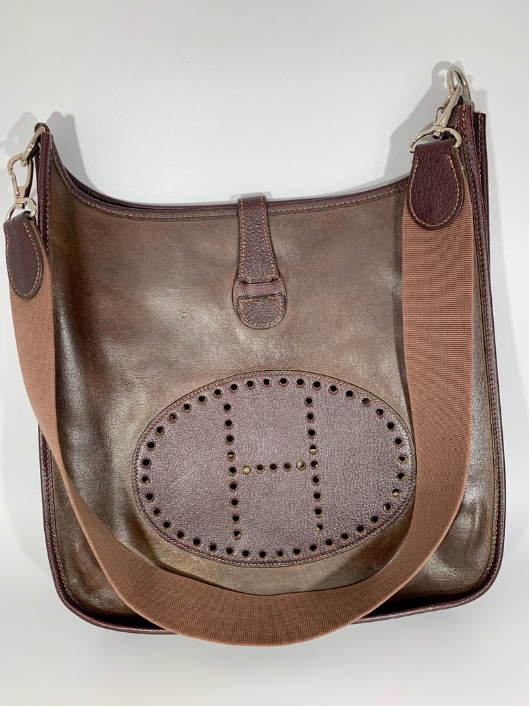 Mini evelyne leather crossbody bag Hermès Brown in Leather - 34329117