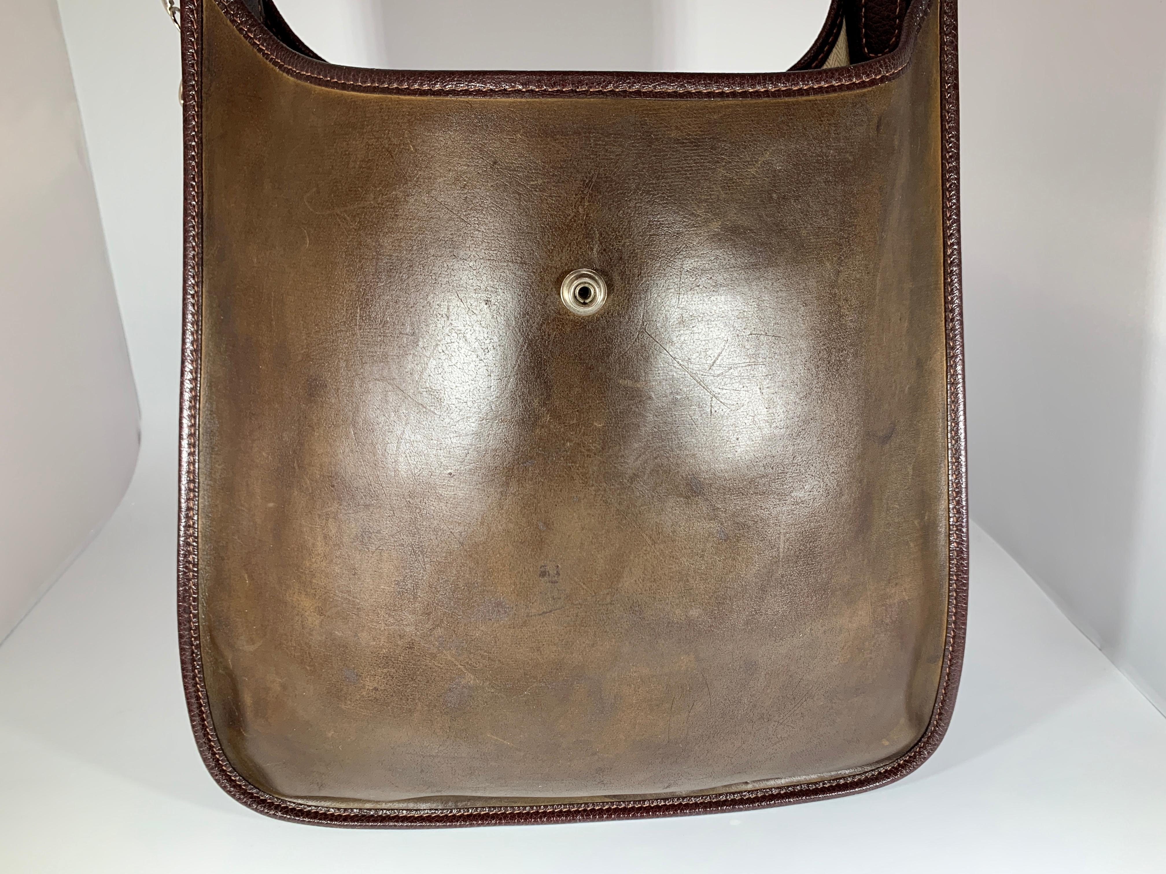 Hermes Evelyne Brown Leather Crossbody / Shoulder Bag Vintage 1