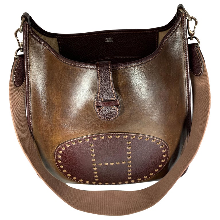 Hermes Evelyne Brown Leather Crossbody / Shoulder Bag Vintage