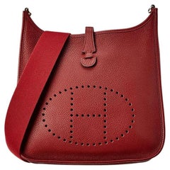 Hermès Evelyne Burgundy Bordeaux Leather Messenger  2HER819