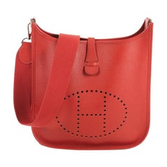 Hermès - Authenticated Mini Evelyne Handbag - Leather Red Plain For Woman, Never Worn