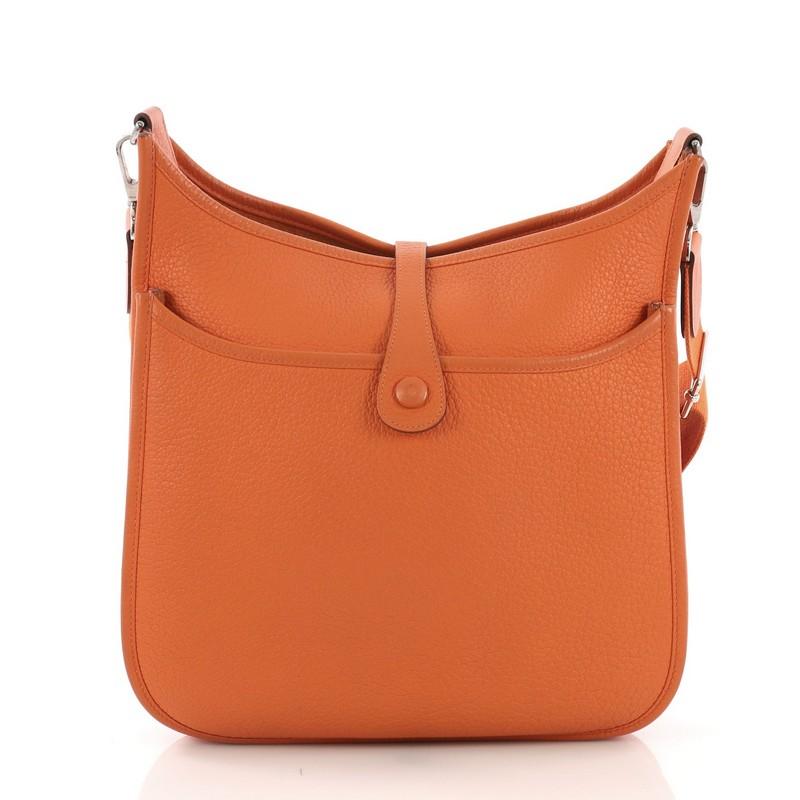 Orange Hermes Evelyne Crossbody Gen III Clemence PM