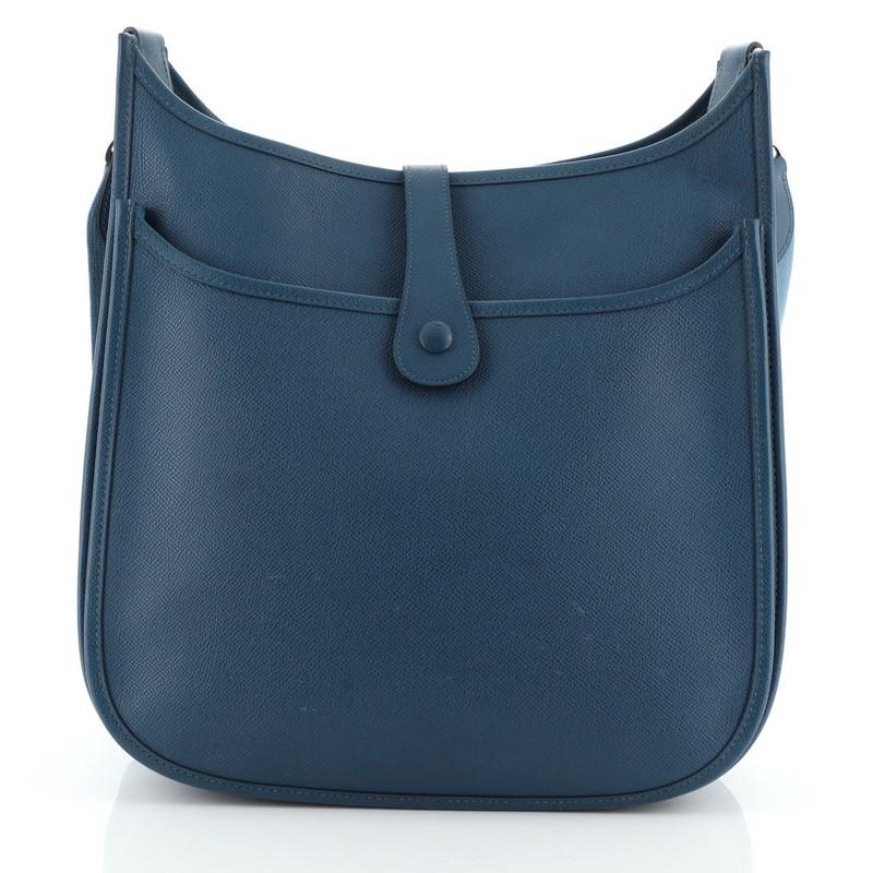 Blue Hermes Evelyne Crossbody Gen III Epsom GM