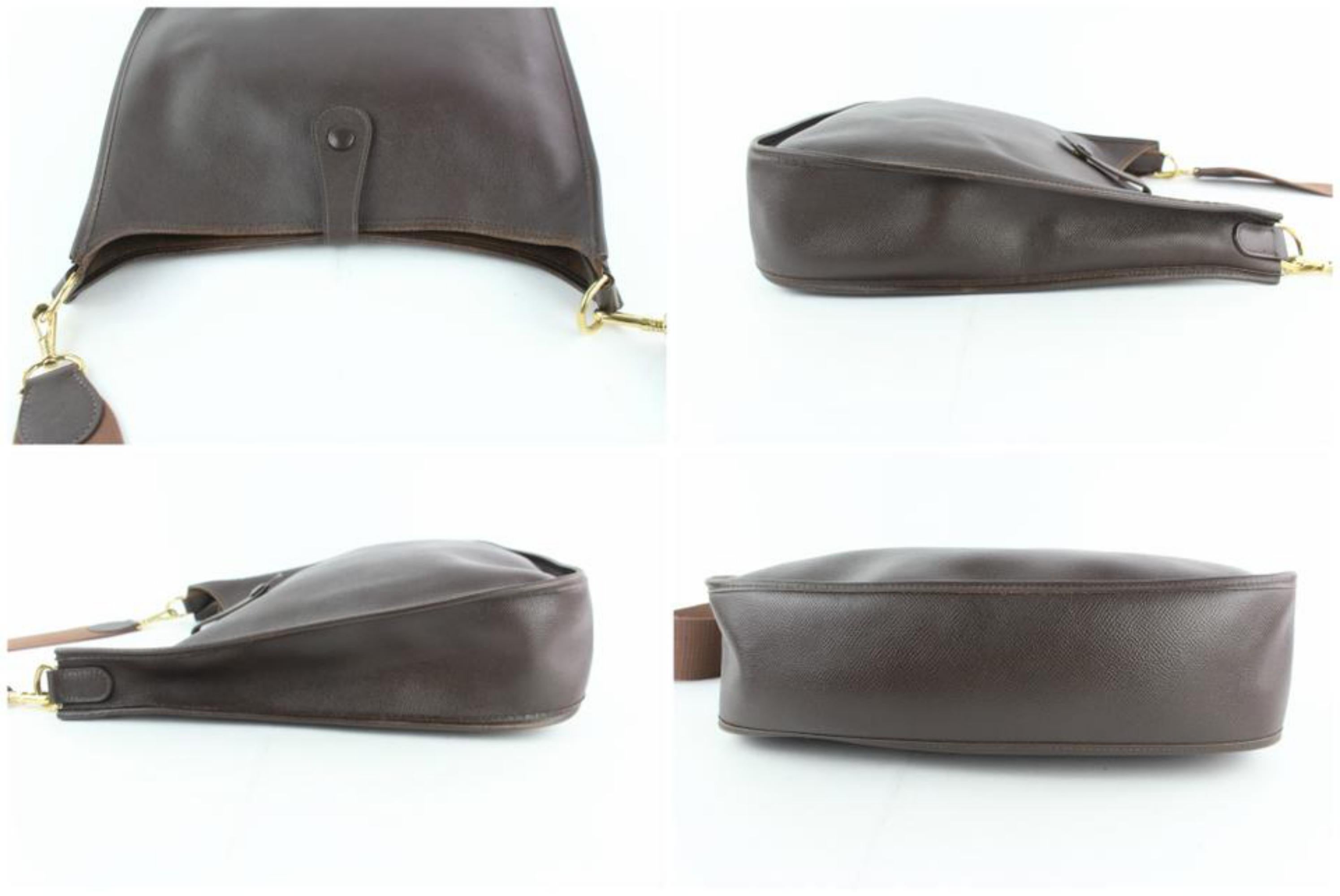 Women's Hermès Evelyne Dark 6hz1220 Brown Leather Messenger Bag For Sale