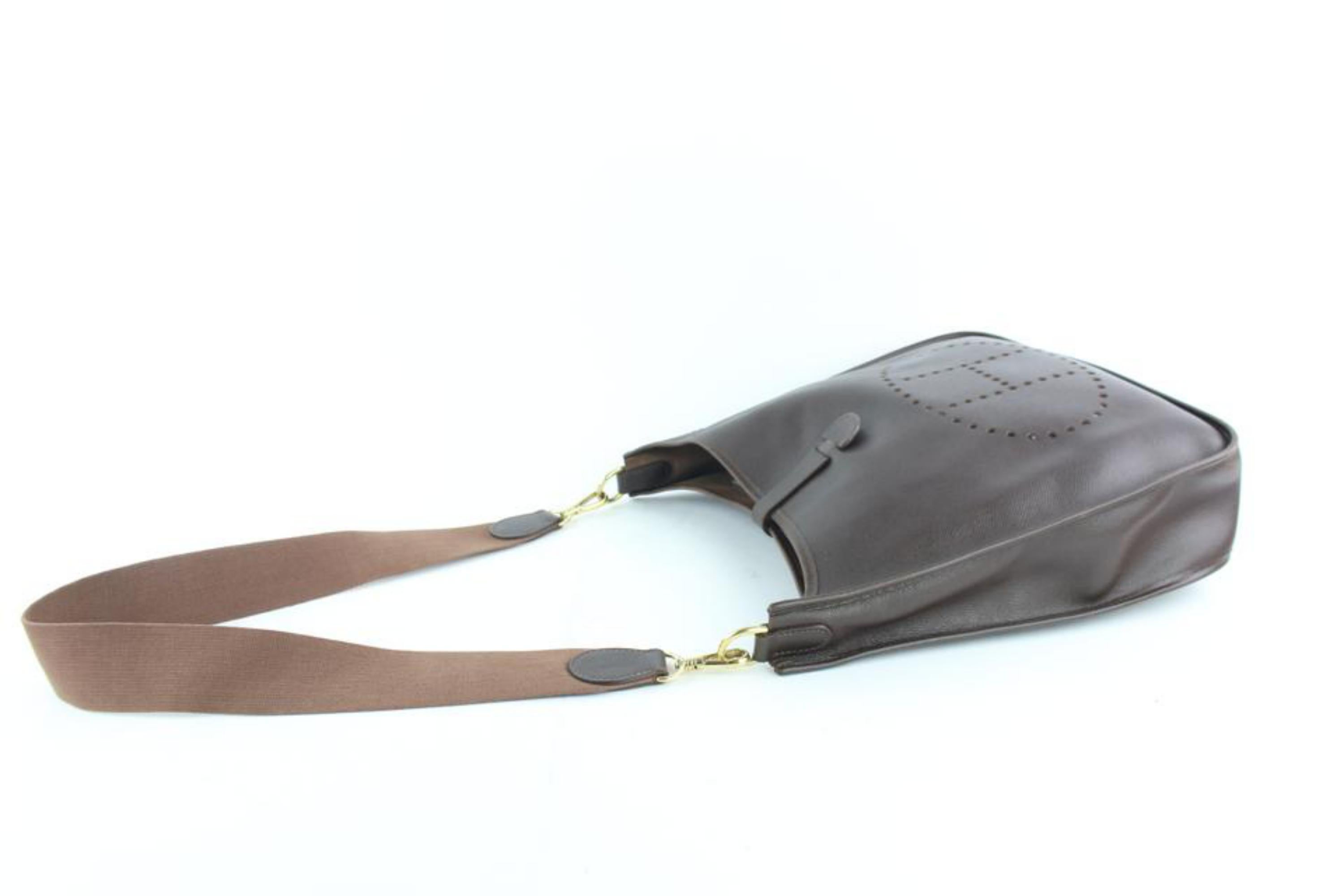 Hermès Evelyne Dark 6hz1220 Brown Leather Messenger Bag For Sale 1