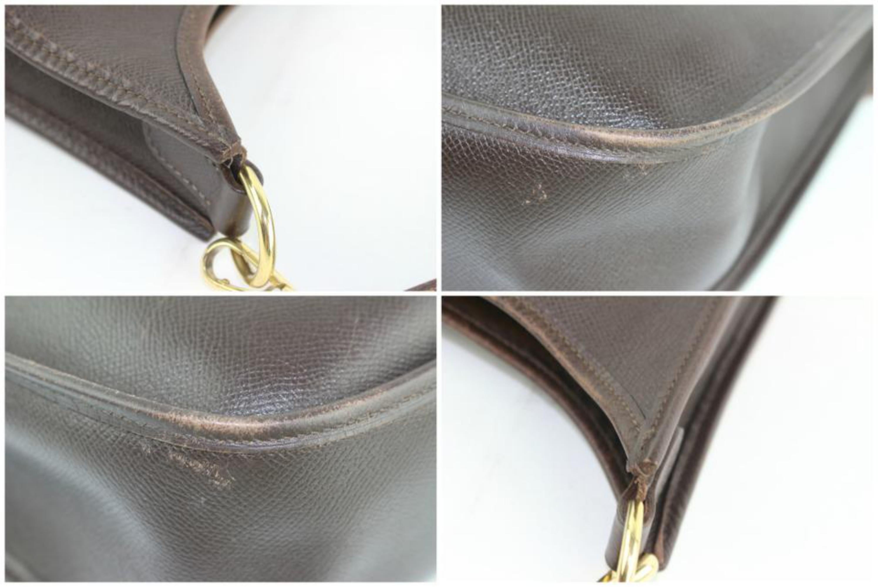 Hermès Evelyne Dark 6hz1220 Brown Leather Messenger Bag For Sale 2