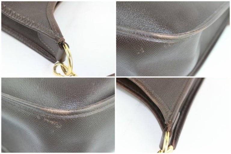 Hermès Evelyne Dark 6hz1220 Brown Leather Messenger Bag For Sale at 1stDibs