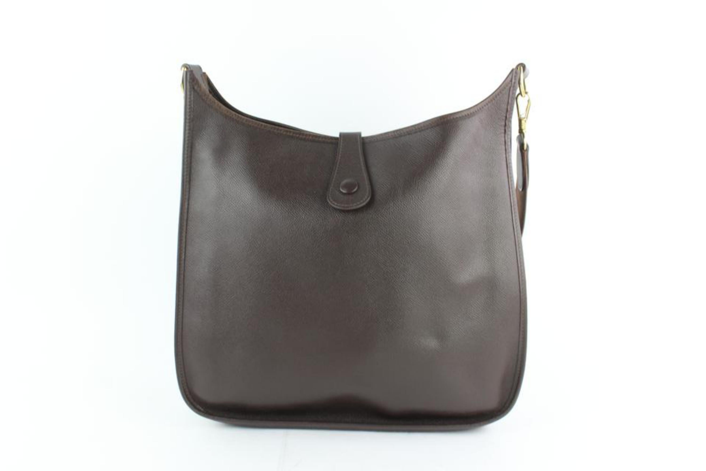Hermès Evelyne Dark 6hz1220 Brown Leather Messenger Bag For Sale 3