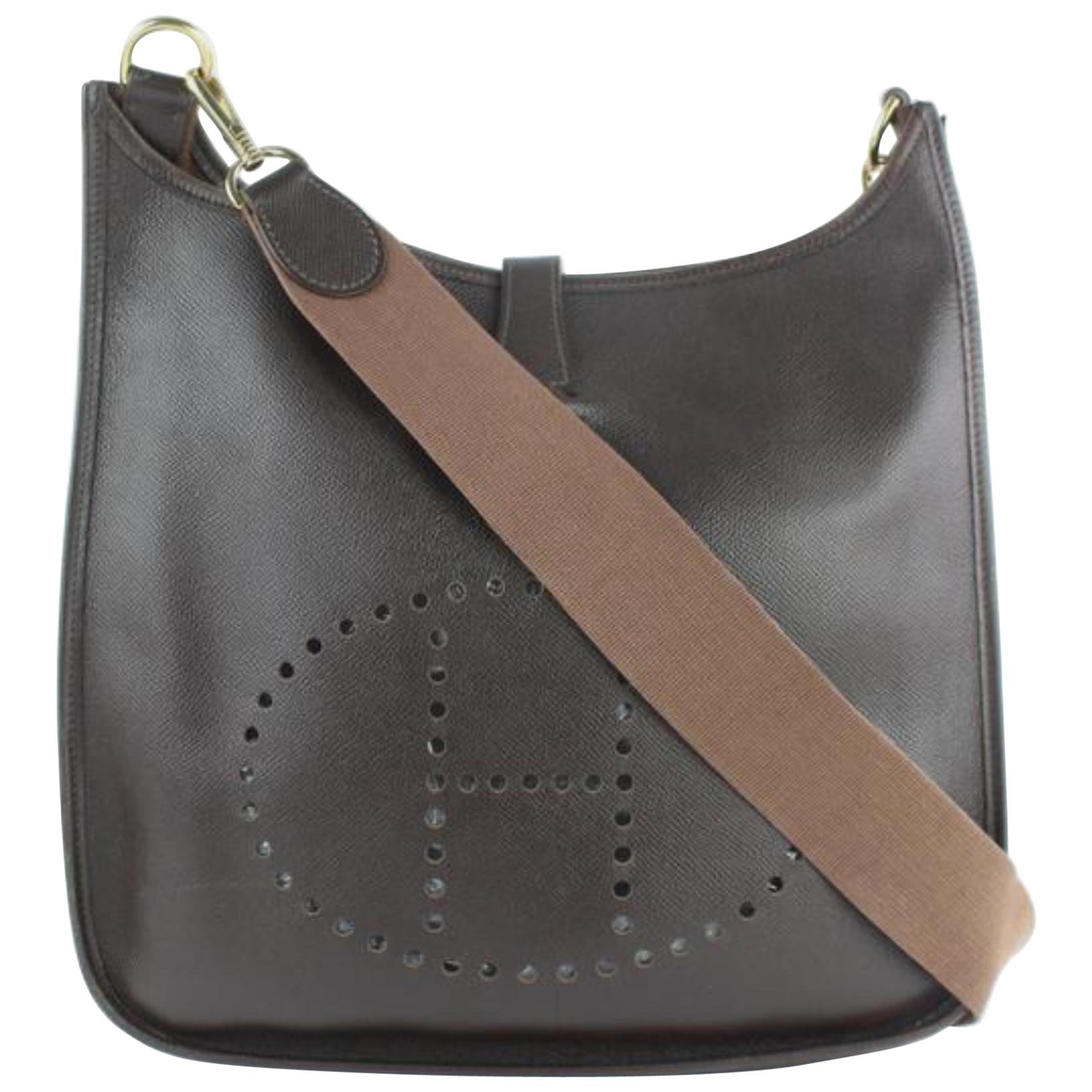 Hermès Evelyne Dark 6hz1220 Brown Leather Messenger Bag For Sale