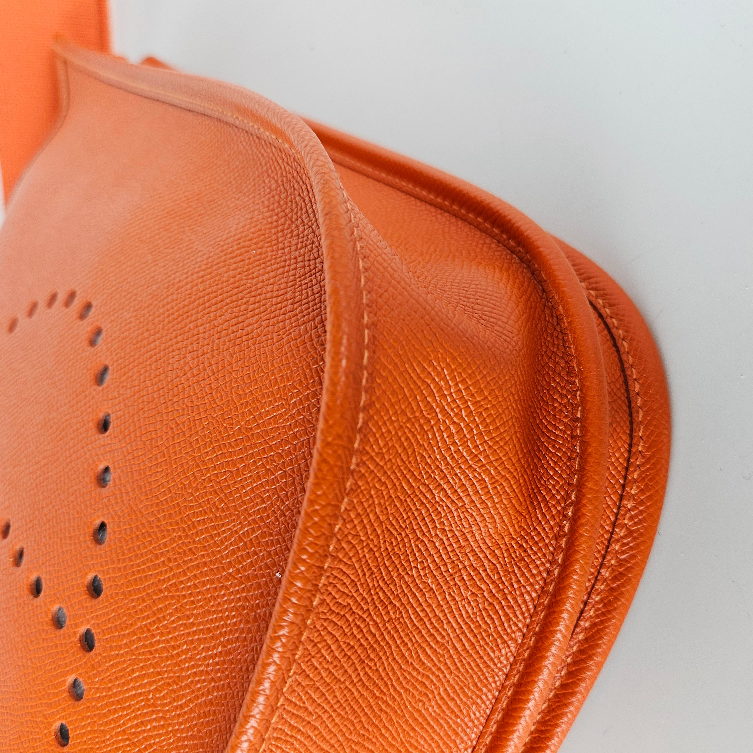 Women's or Men's Hermes Evelyne Gen III Epsom Leather Orange Crossbody Bag