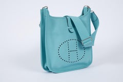 Hermes Evelyne GM Blue Atoll Palladium Crossbody Bag