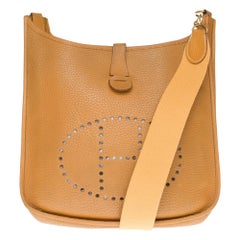 Hermes Evelyne GM Crossbody with strap in Taurillon gold Leather