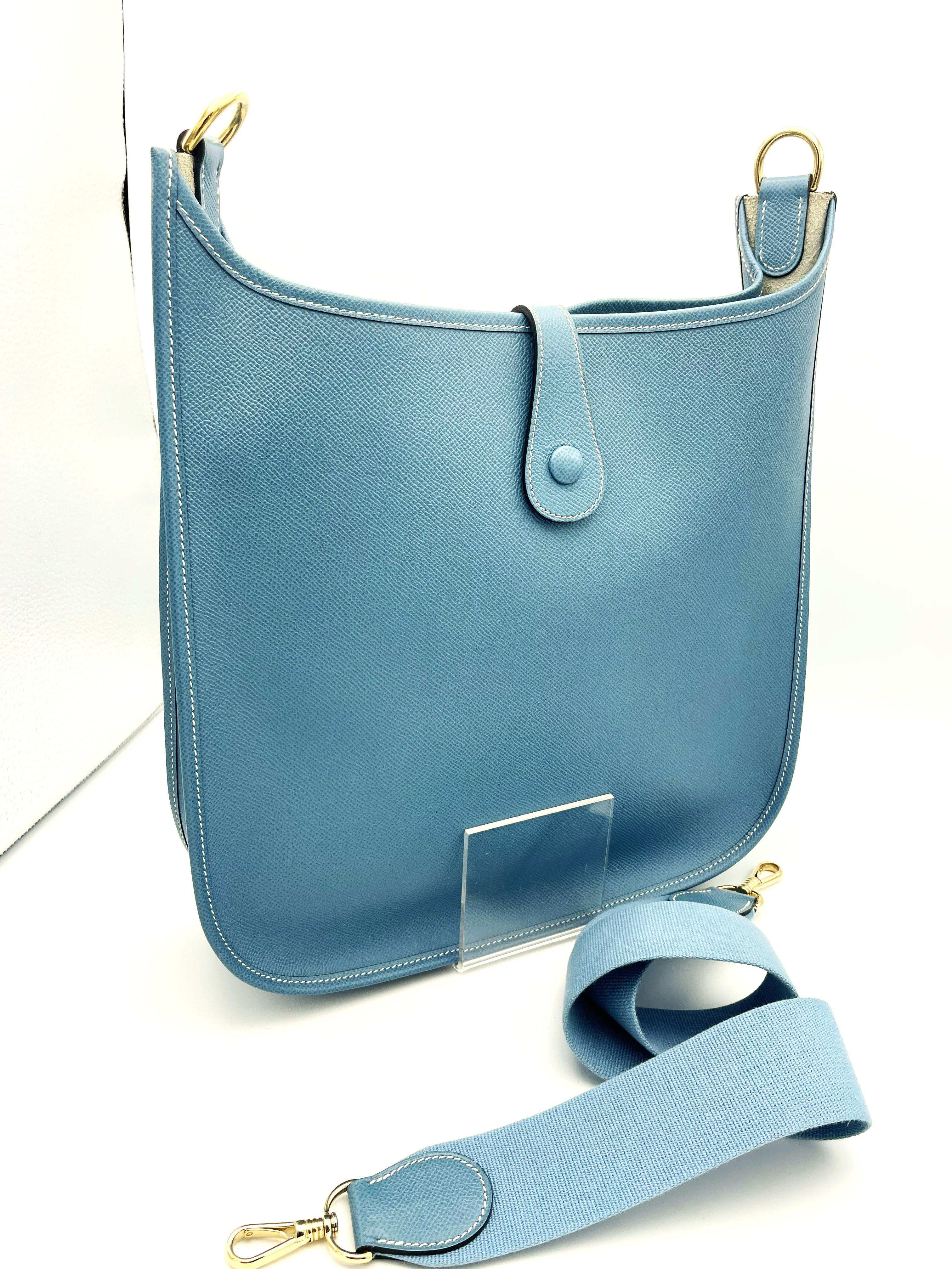 Hermès  Evelyne Shoulder bag, (Made in France) Clemens Leather  blue jeans 