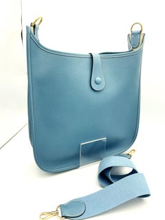 HERMÉS EVELYNE GM  Shoulder Bag, Clemens Leather blue jeans, F in square 2002