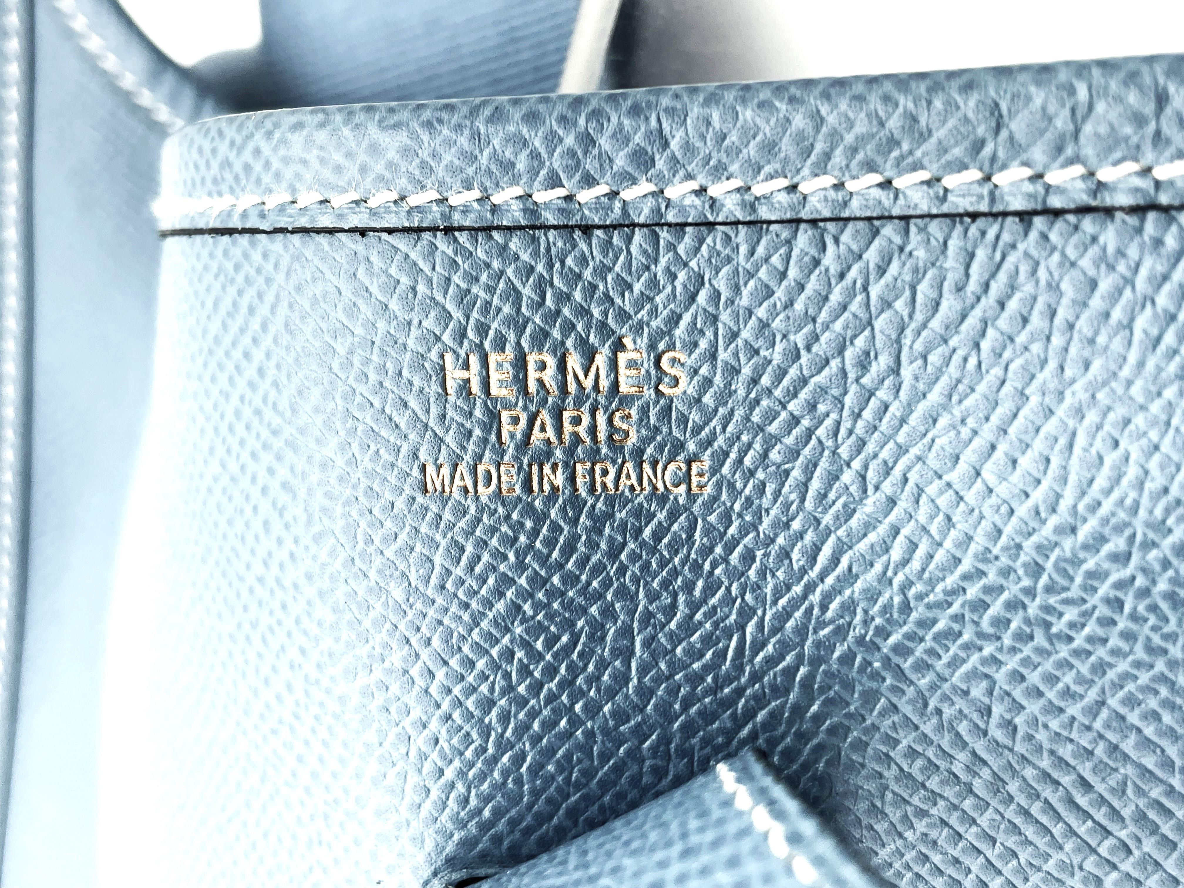 HERMÉS EVELYNE GM  Shoulder Bag, Clemens Leather blue jeans, F in square 2002 For Sale 1